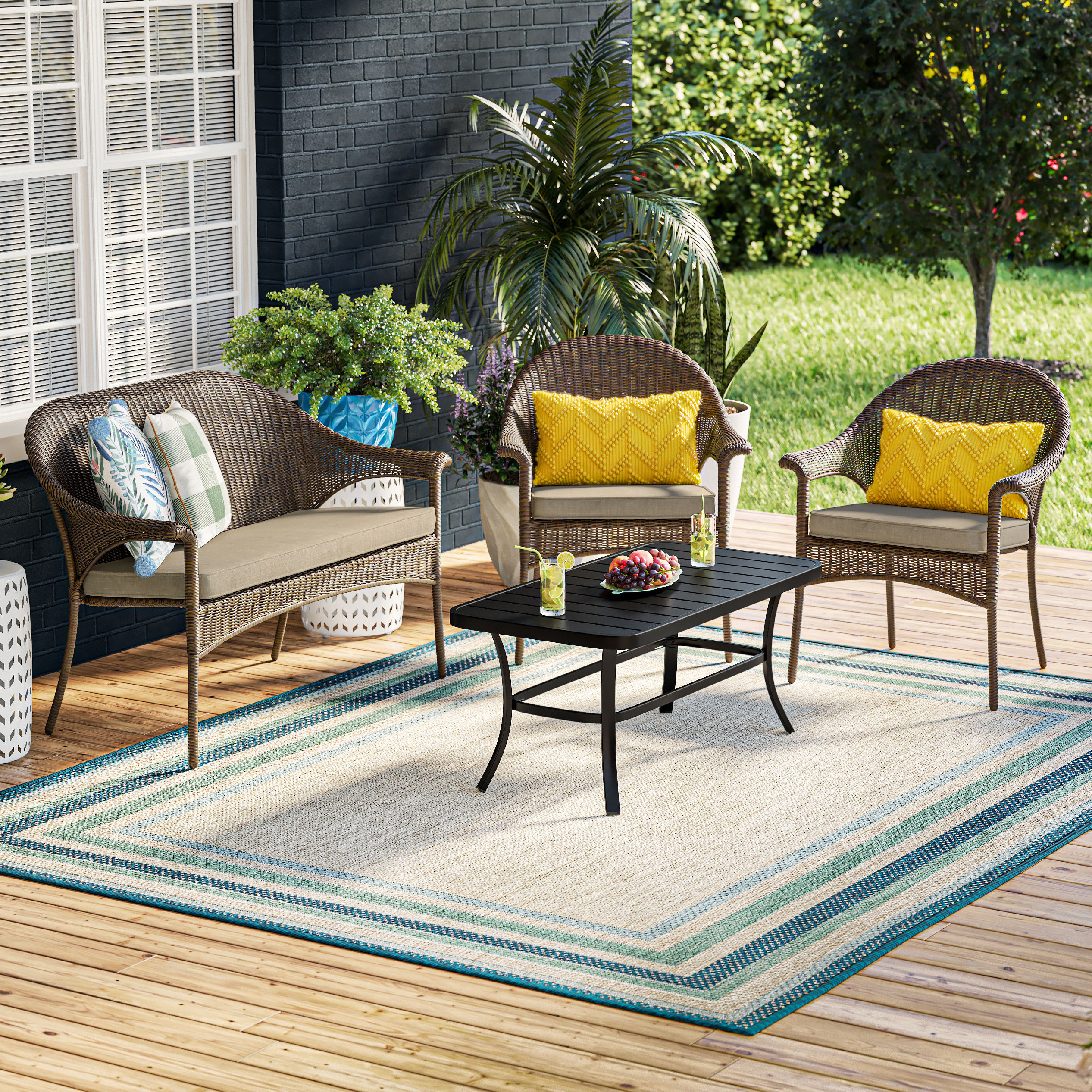 Style Selections Valleydale Wicker Brown Steel Frame Stationary Conversation Chair with Woven Seat in the Patio Chairs department at Lowes