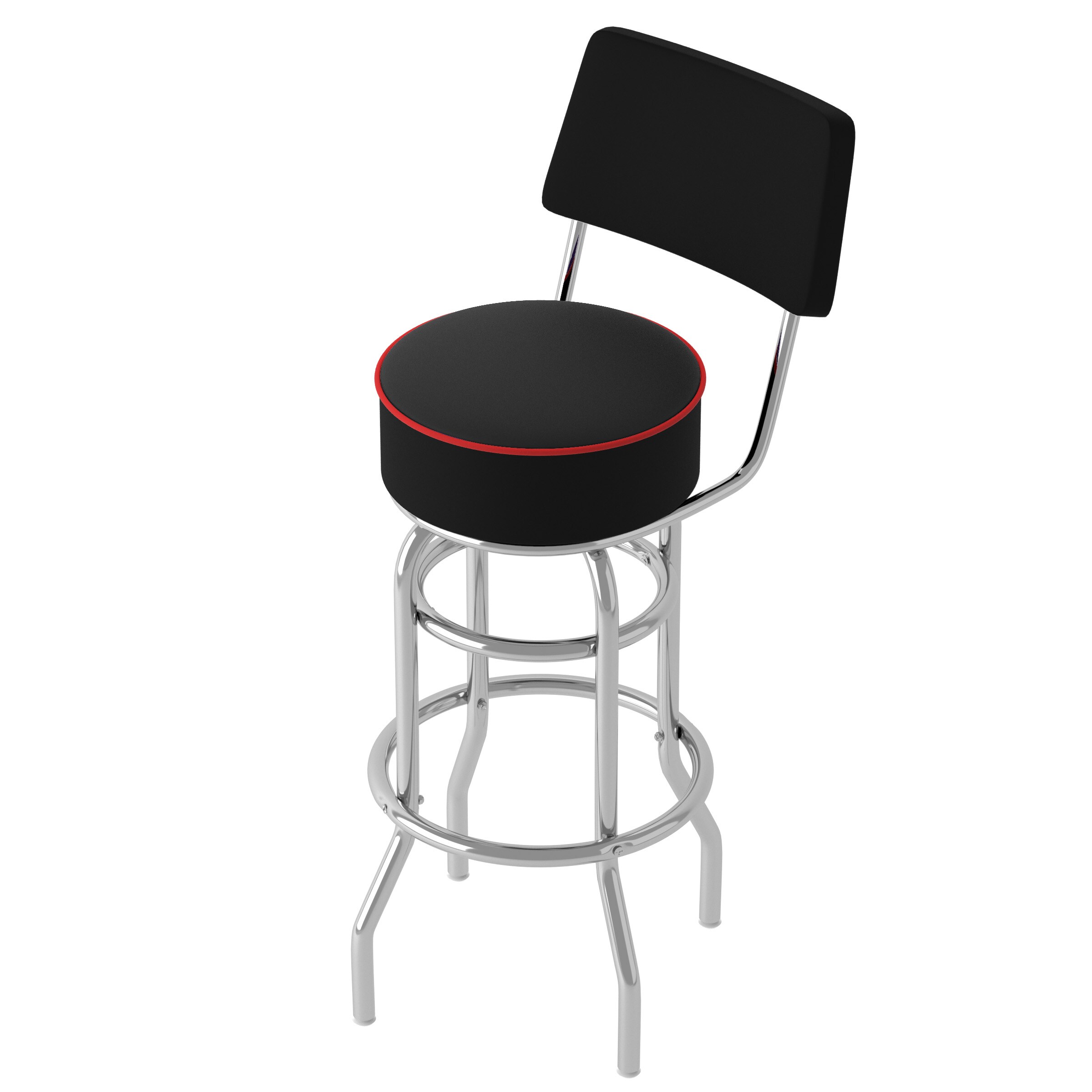 Trademark Gameroom DGE1100-LOGO Bar Stools with Backs Chrome 31.0-Inches H Bar height Round seat Swivel Metal Bar Stool and Back