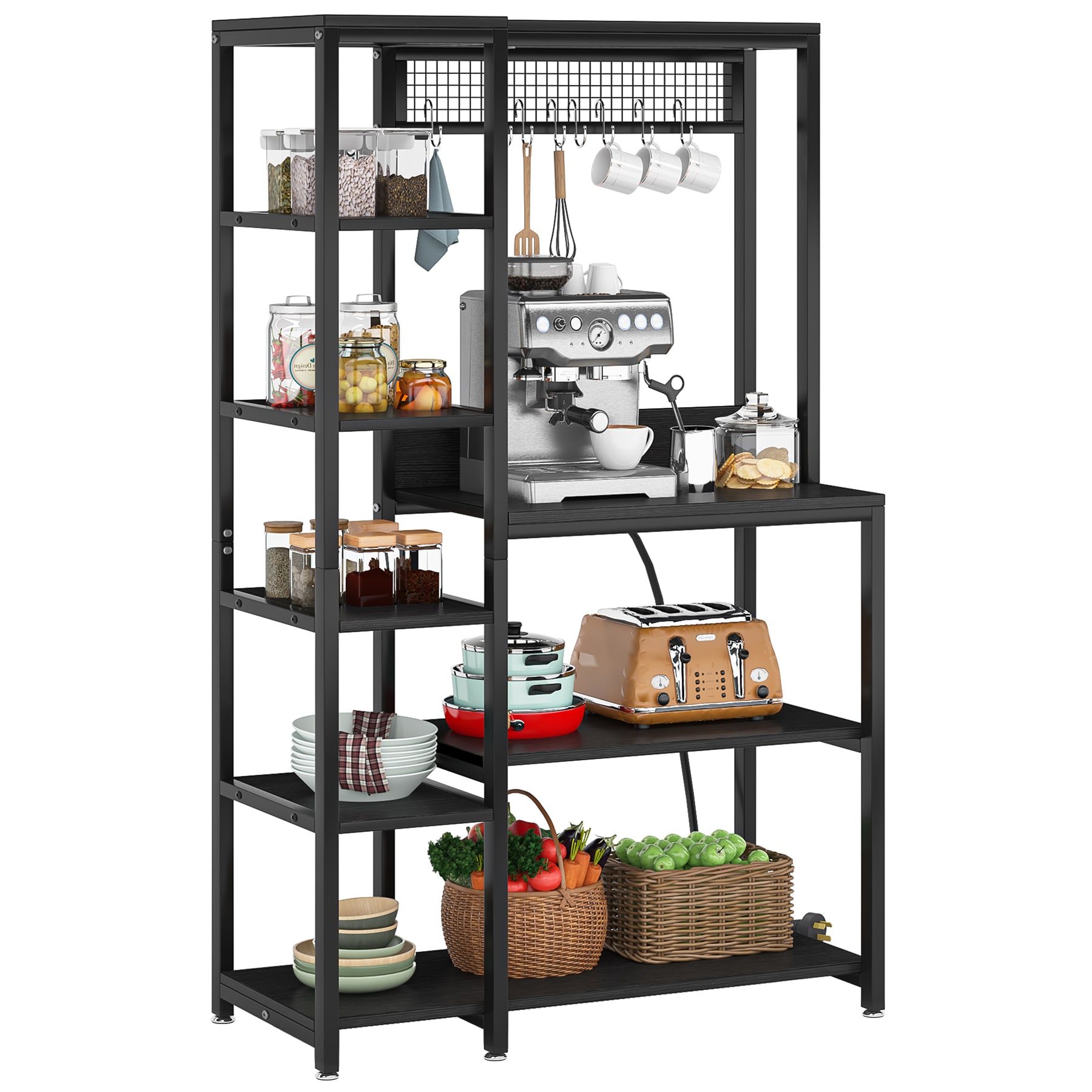 Tribesigns Contemporary/Modern Brown Metal Bakers Rack with Wine Storage in  the Dining & Kitchen Storage department at