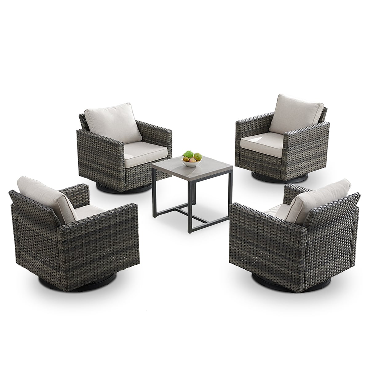 Rilyson FS069X2070-2 5 -Piece Wicker Patio Conversation Set with Multiple color/finishes Cushions
