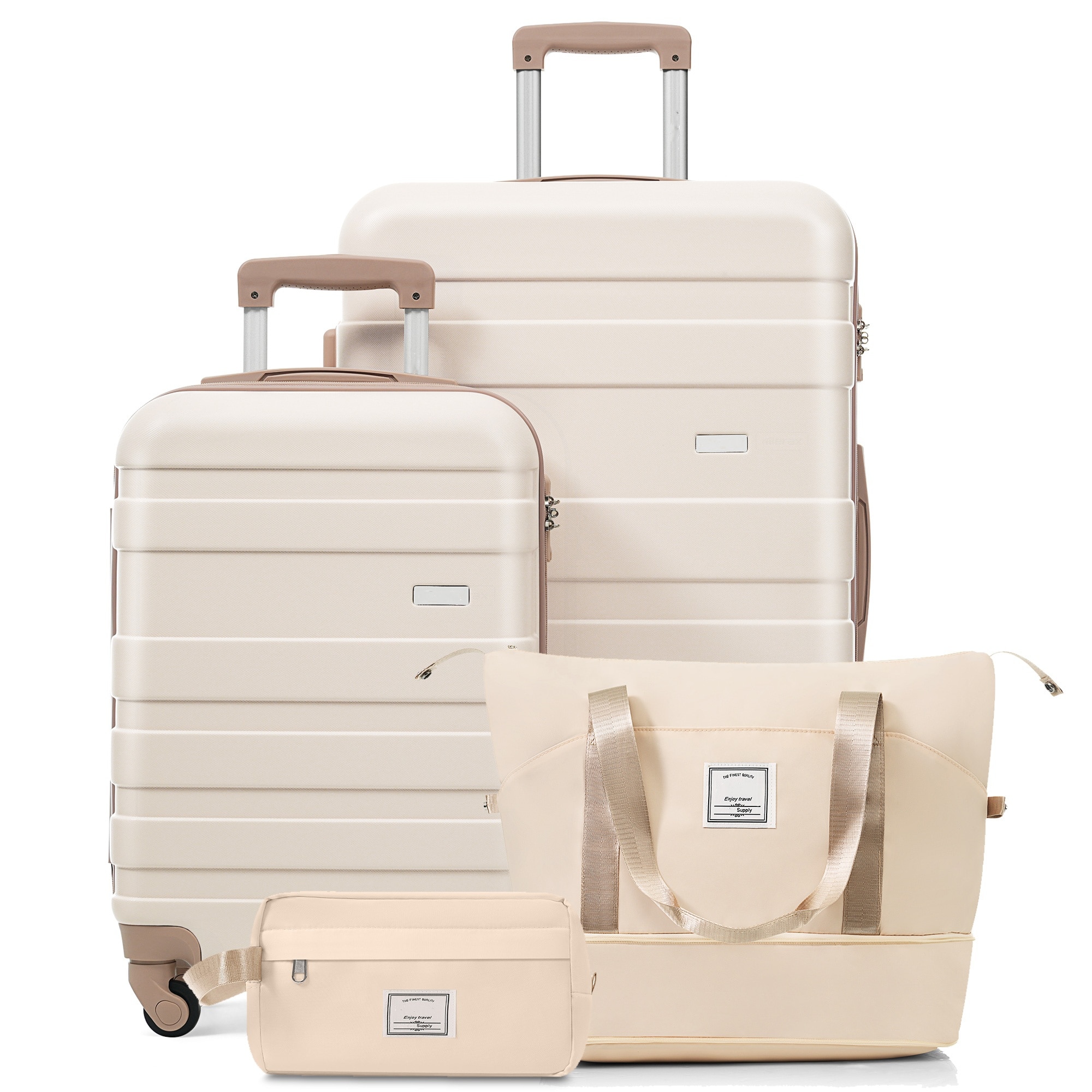 MooxvMoo - 4-Piece Luggage Set 20in Carry-On and 28in Checked Suitcase with Travel Duffel Bag Wet...
