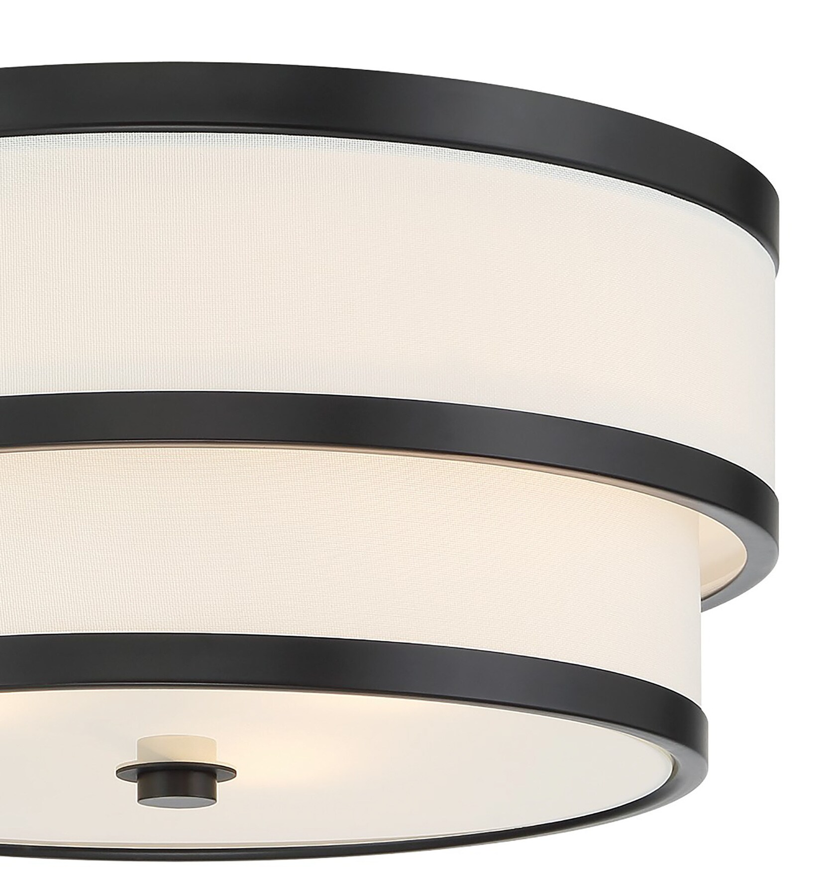 Coal Black Glass Drum 3-Light Flush Mount Ceiling Fixture
