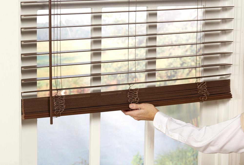 Allen + Roth 2-in Slat Width Cordless Dark Walnut Faux Wood Room ...