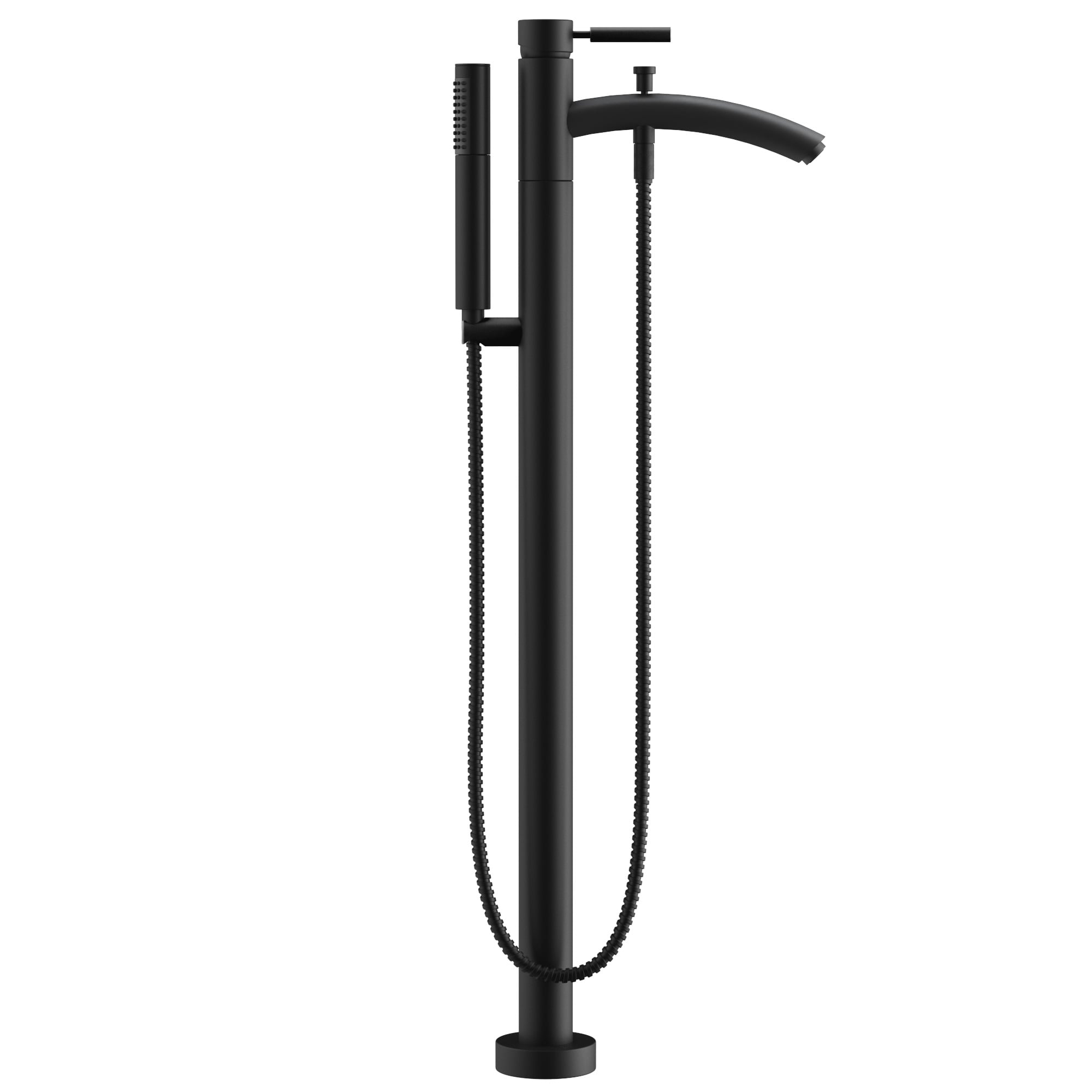 Wyndham Collection WCAT102340P11BK Taron Matte Black 1-handle Freestanding Low-arc Bathtub Faucet with Hand Shower (Valve Included)