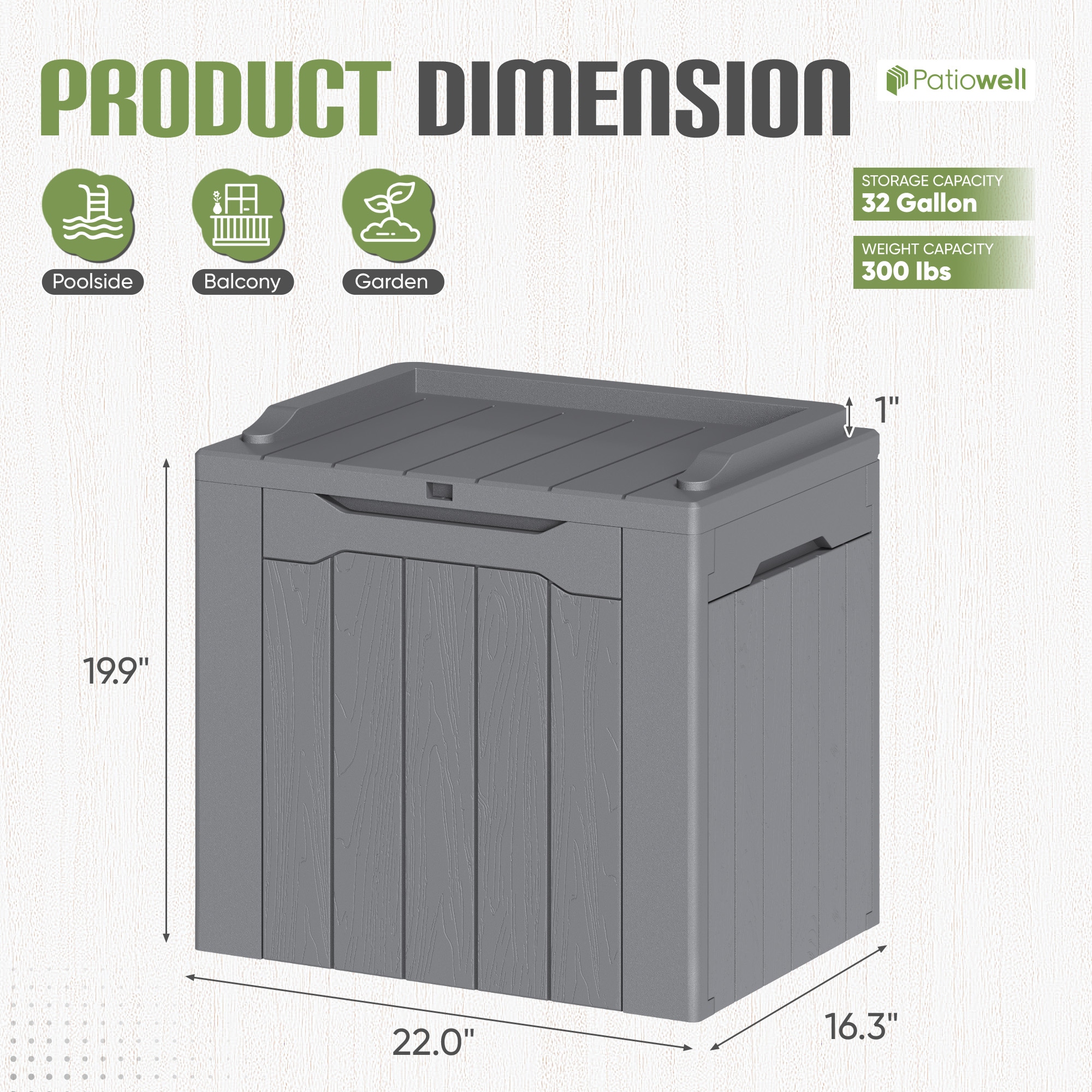 Patiowell WES-PSB22-0063-DGY Deck-Boxes - View #5