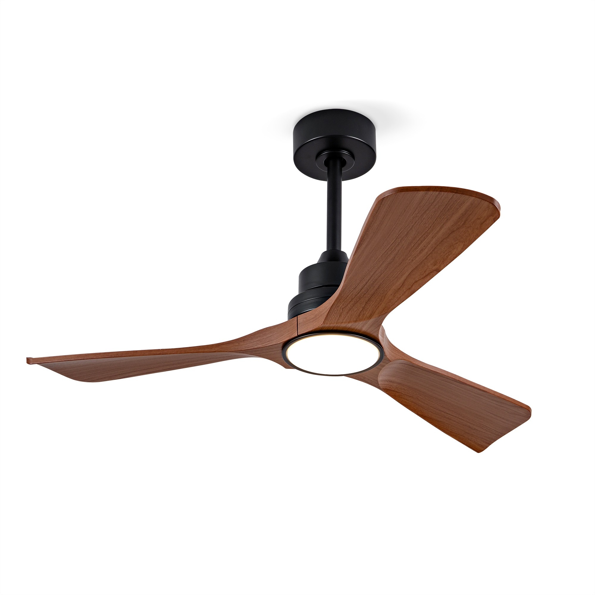 HyperDrop Cart 42-in Black ABS 3-Blade Modern Ceiling Fan with Dimmable LED Light and Reversible DC Motor for Living Room