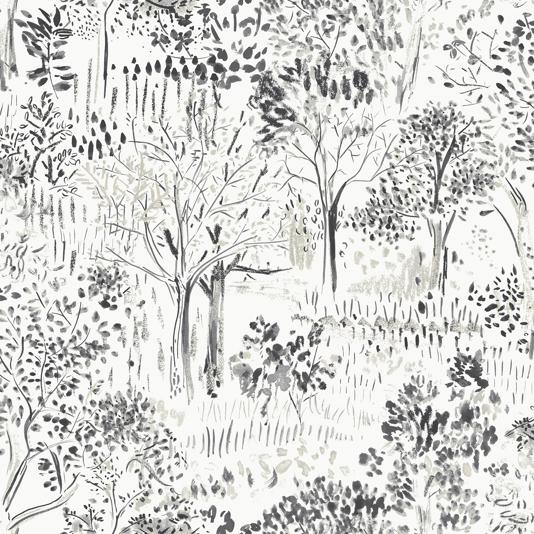 Chesapeake 3124-13894 Thoreau 56.4-sq ft Black Non-woven Ivy/Vines Prepasted Water Activated Paste Wallpaper