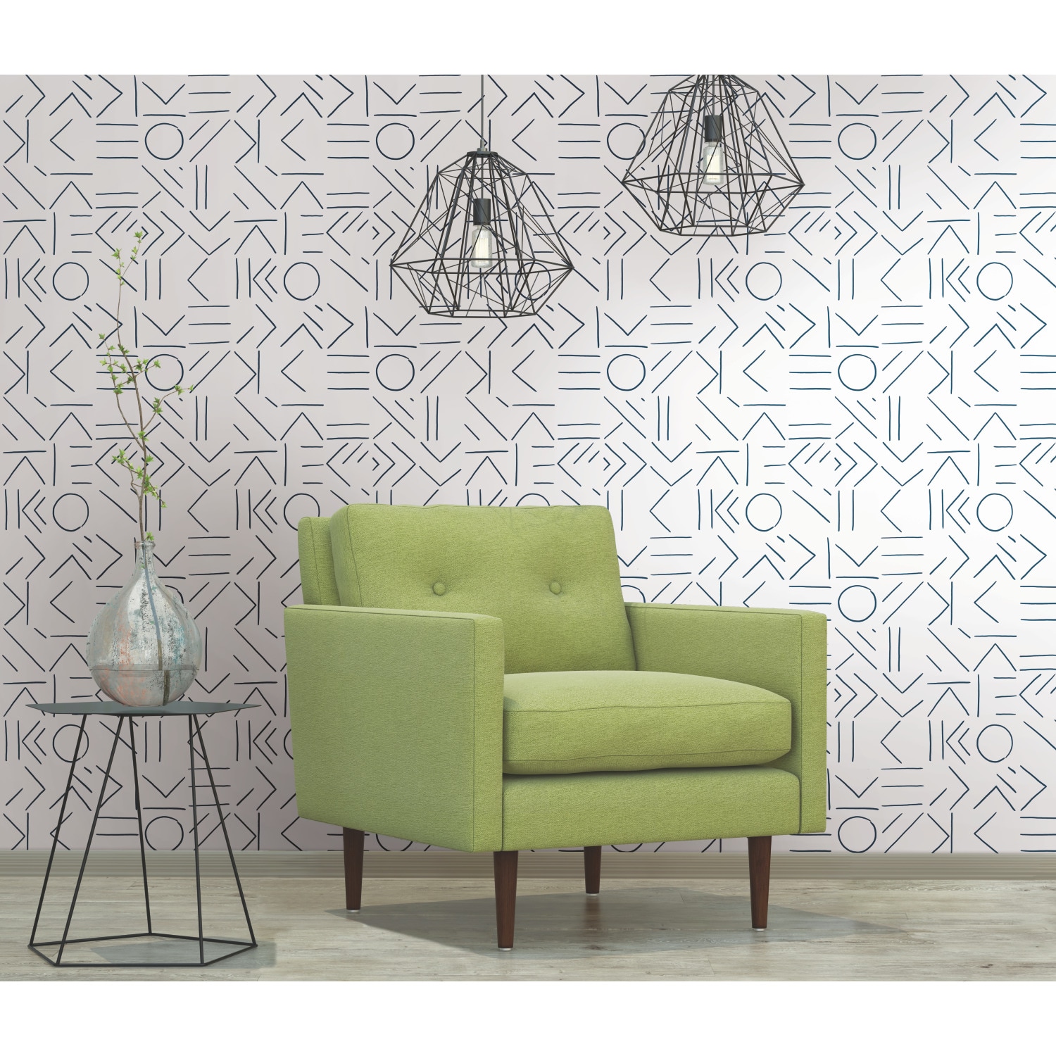 RoomMates RMK11638RL 28.29-Sq. Feet Blue Vinyl Geometric Self-adhesive Peel and Stick Wallpaper