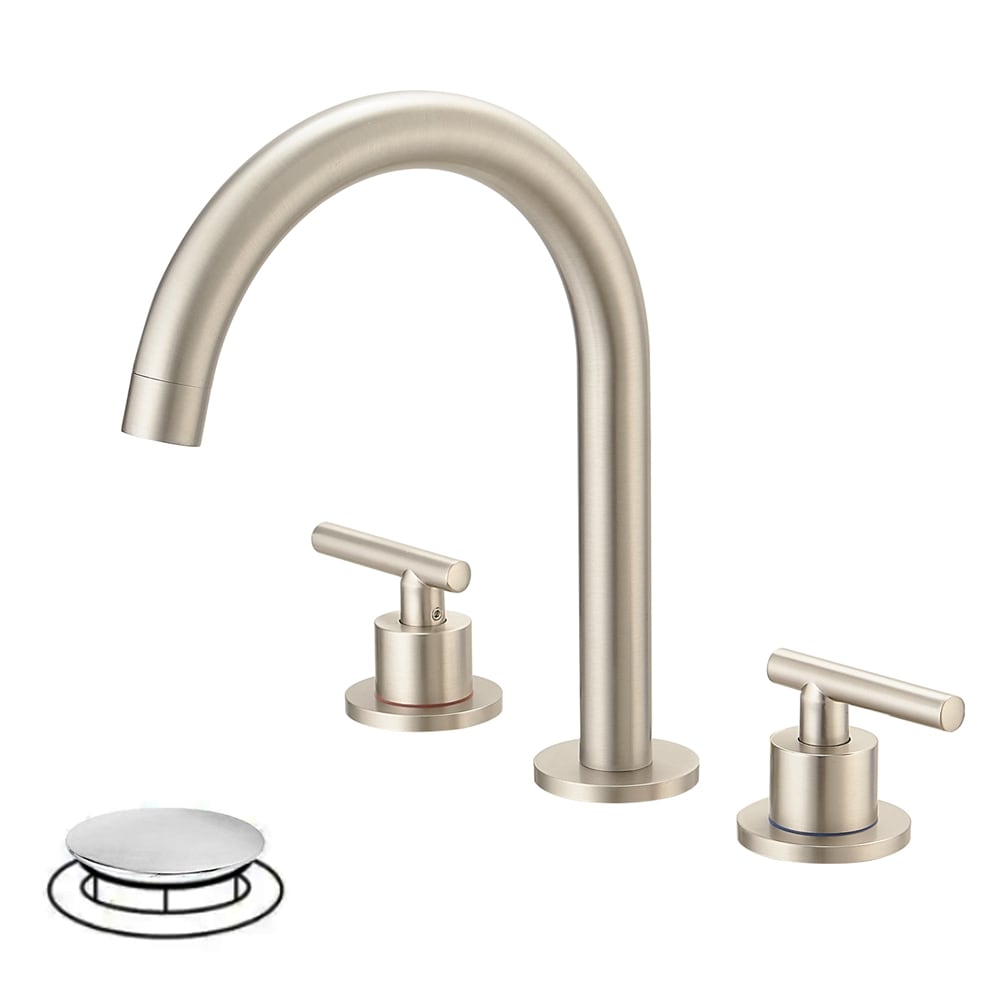 Brushed Nickel 8-Inch Widespread 2-Handle High-Arc Bathroom Faucet