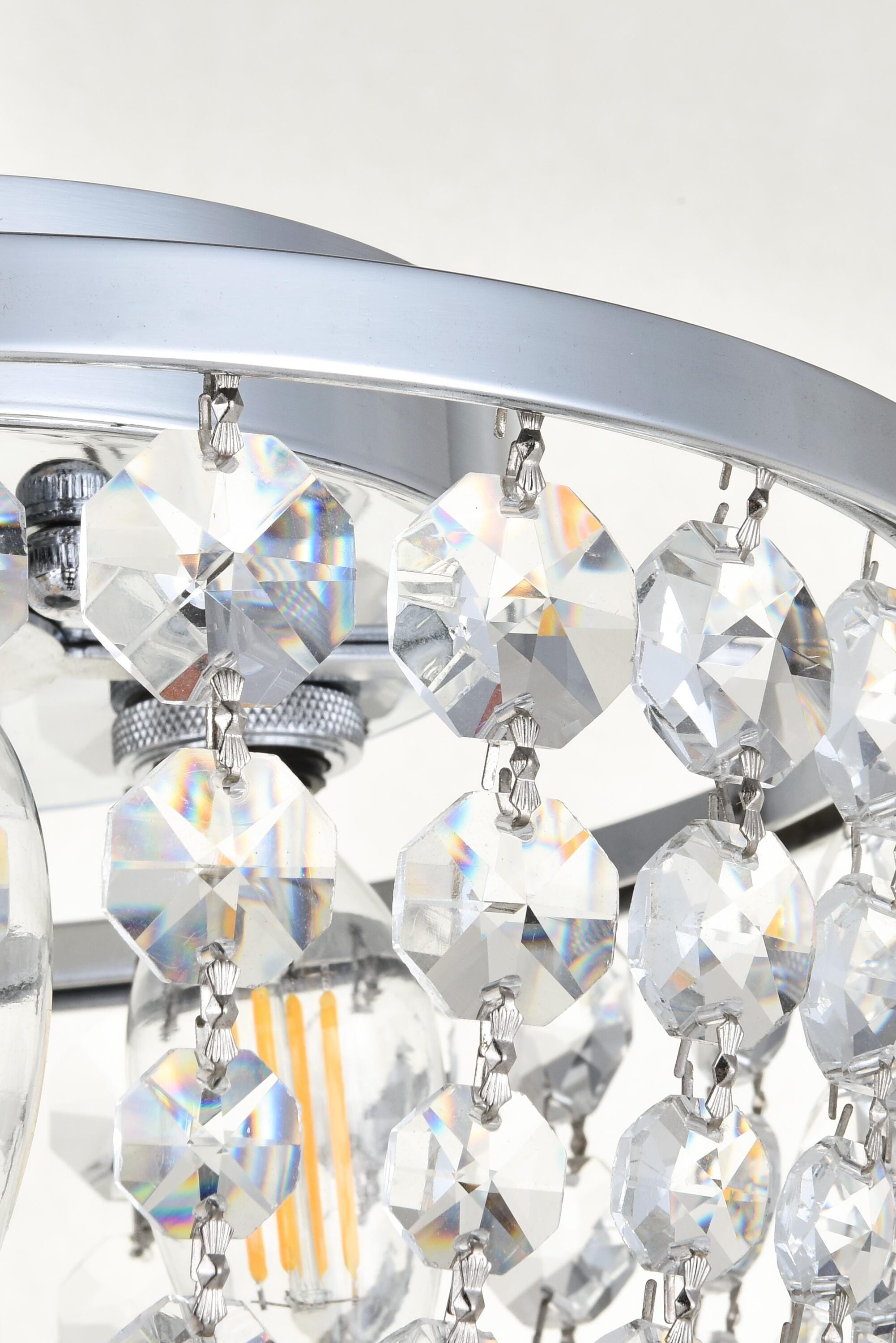 Cora 10 Inch Chrome Flush Mount with Clear Crystal Trim