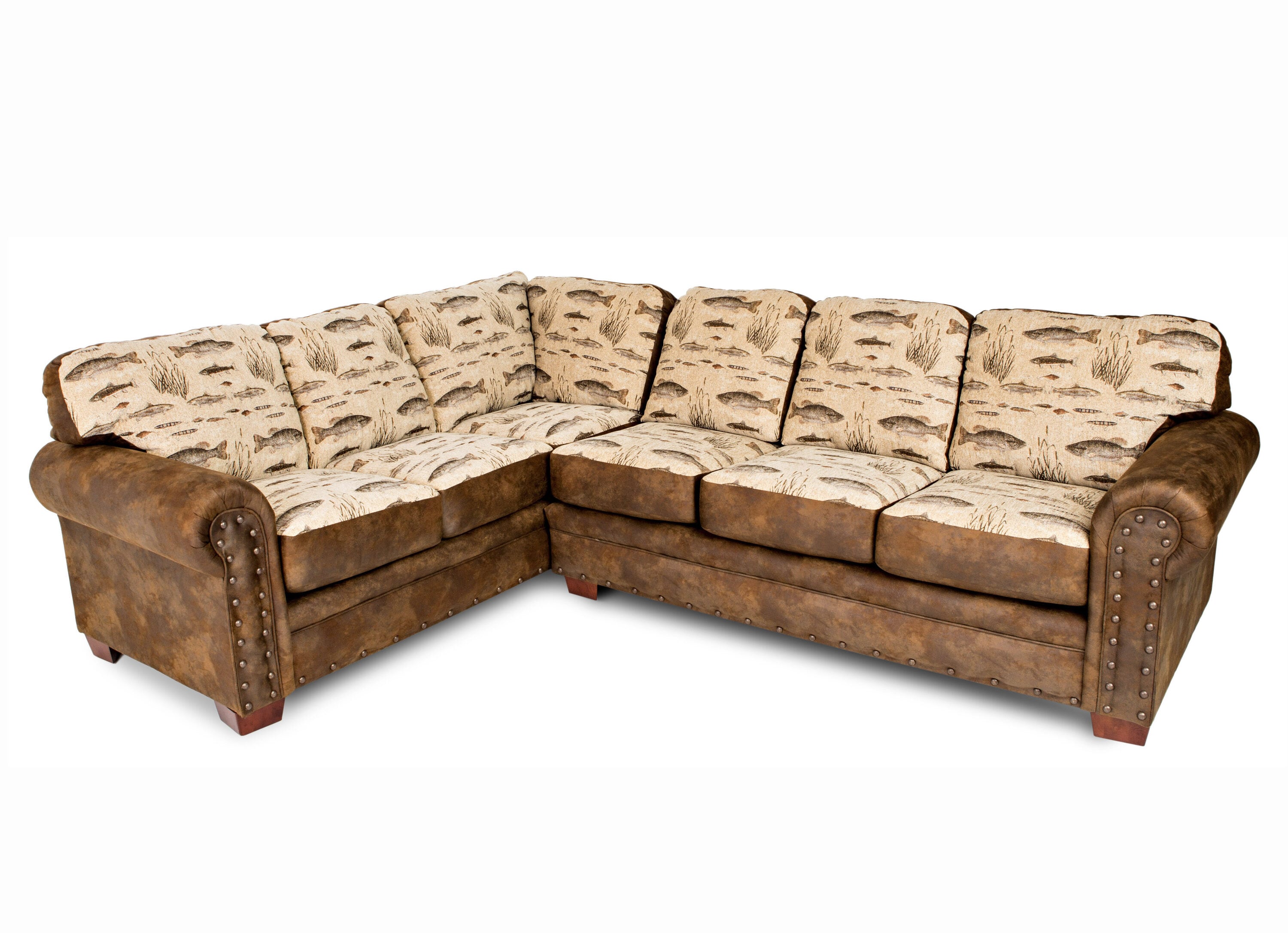 A Furniture Classics 8506-70K 88-in Rustic Angler's Cove Tapestry Microfiber Sectional