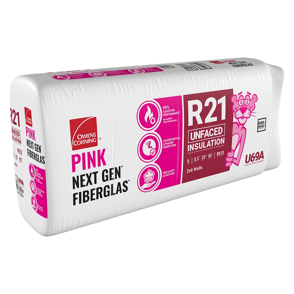 Owens Corning U69A R- 21 Wall Unfaced Fiberglass Batt Insulation 89.13-Sq. Feet ( 23-Inches W x 93-Inches L)