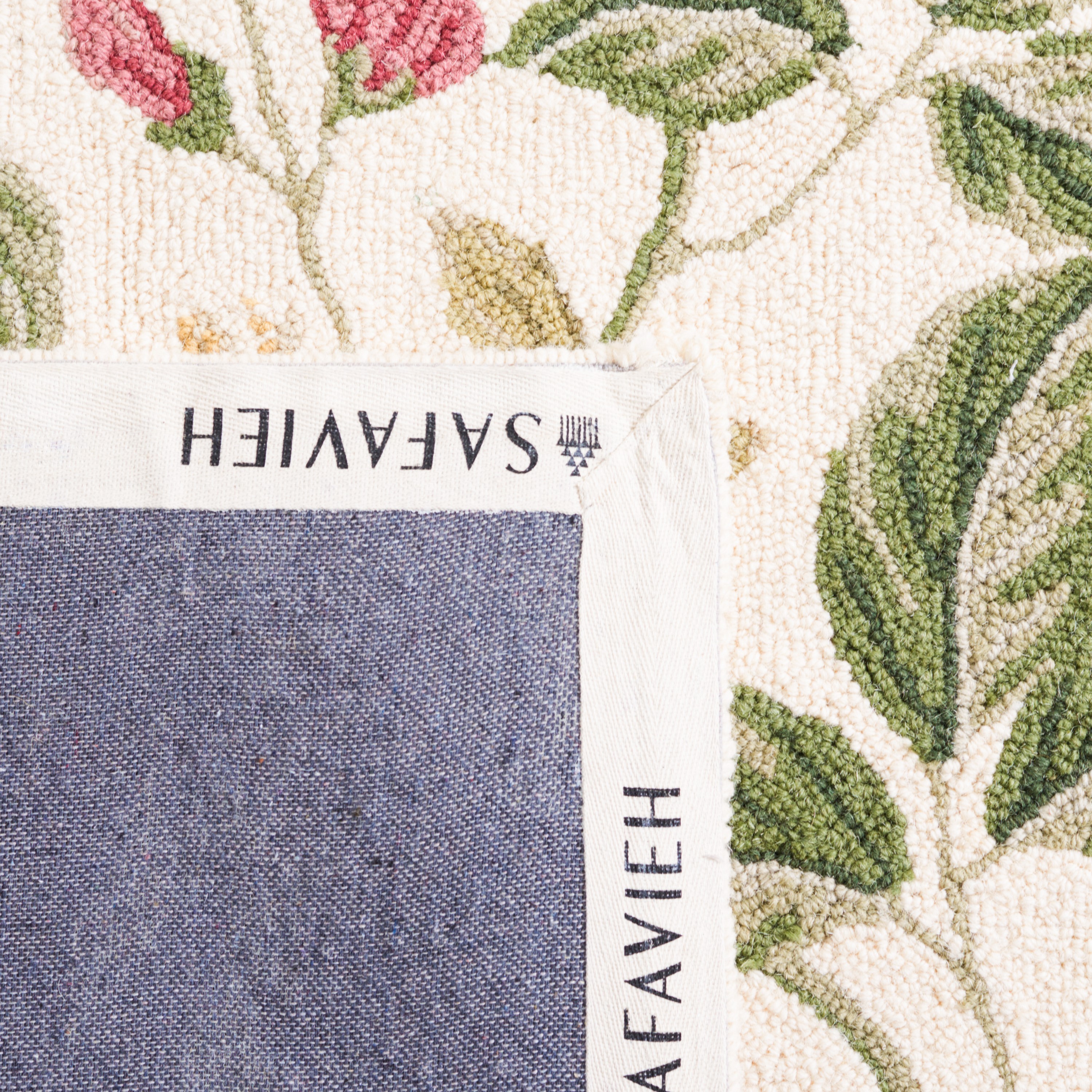 Ivory Floral Elegance Hand-Knotted Wool Round Rug, 3' Diameter