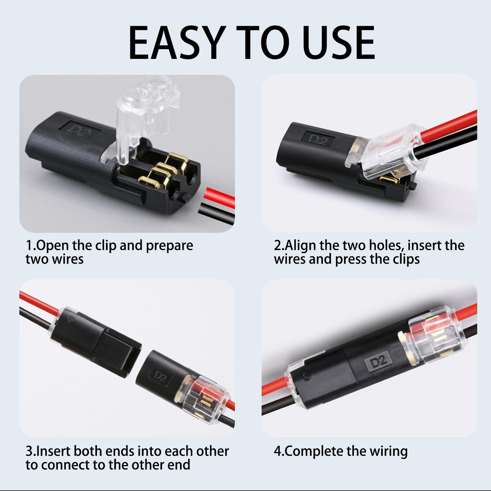 Misopily 2 Pin Low Voltage Wire Connectors Double Wire Plug in LED ...