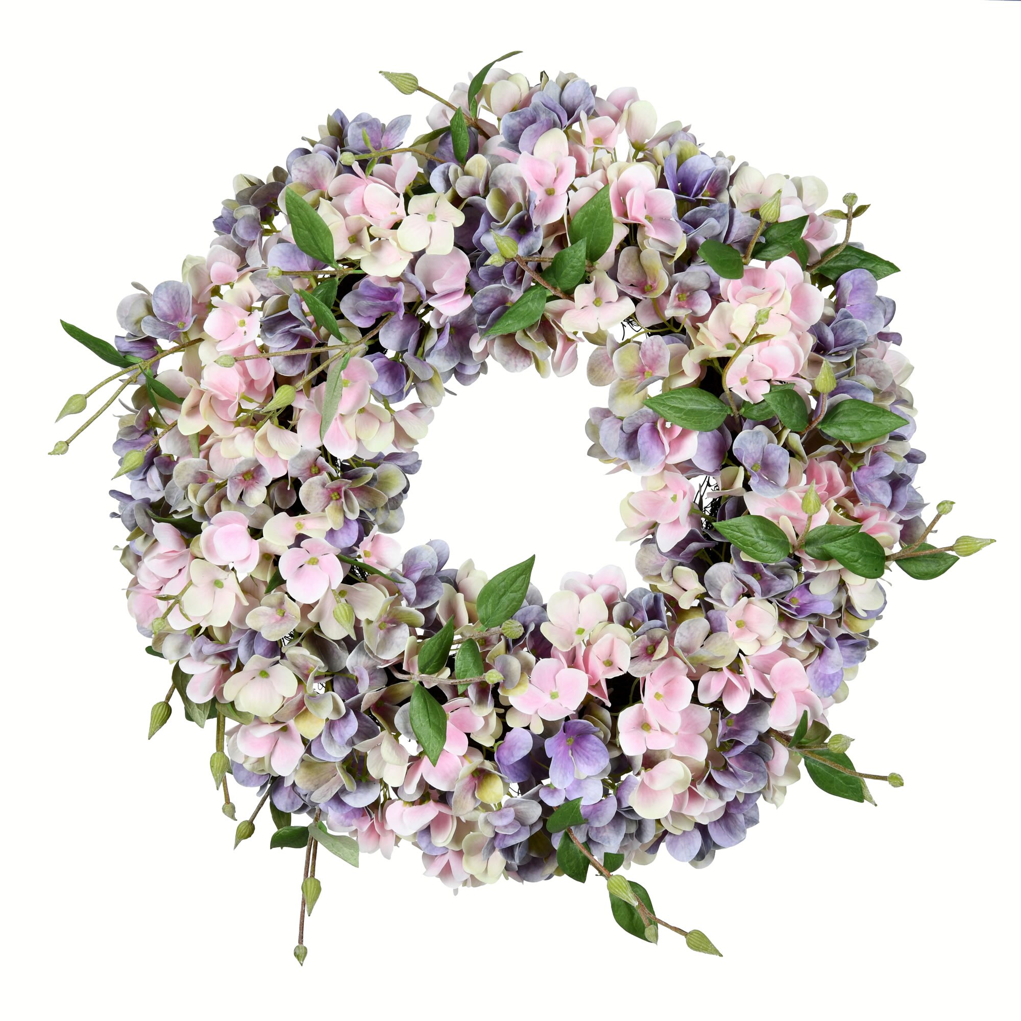 Vickerman FX190818 18-Inches Blue Pink Indoor Wall Hydrangea Artificial wreath