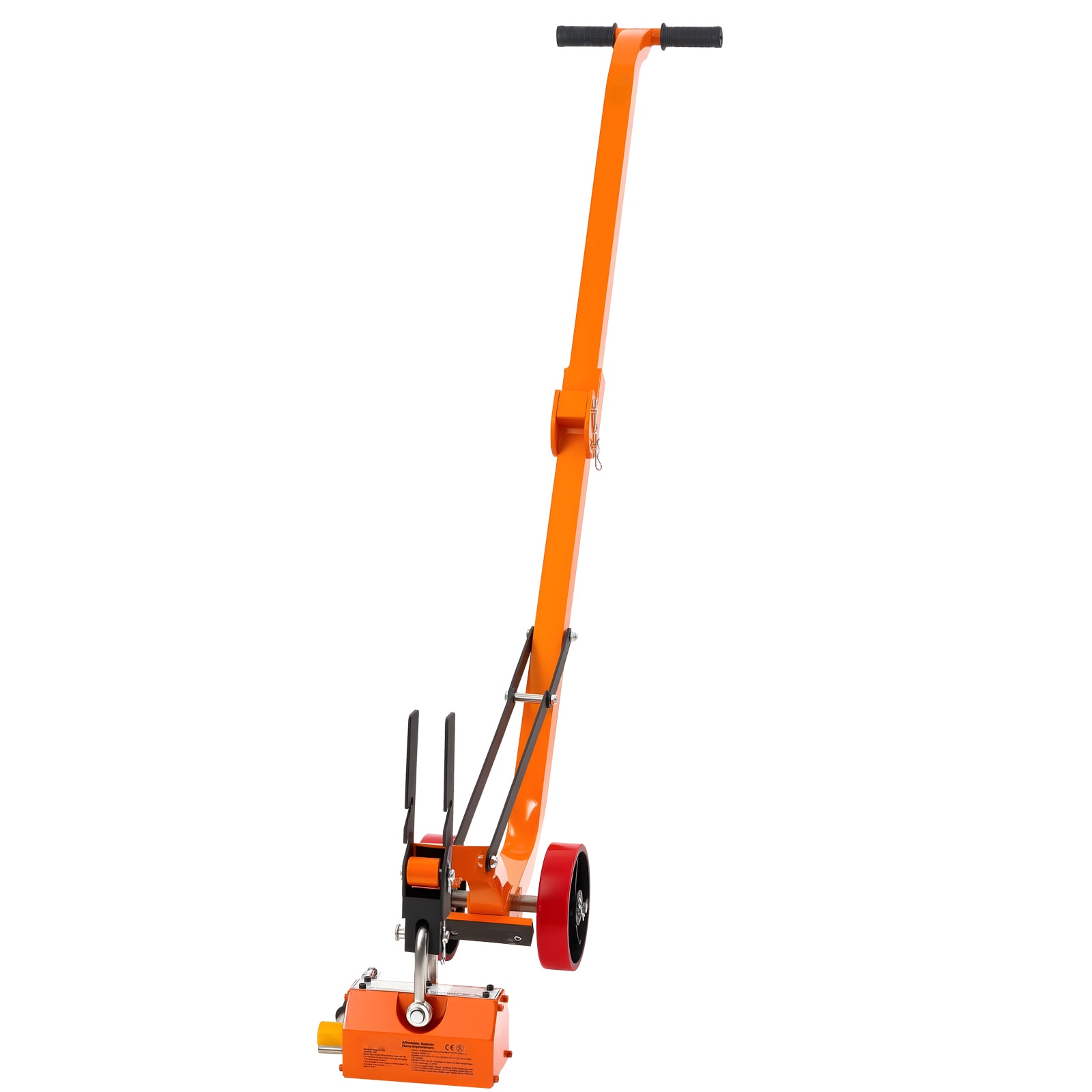 VEVOR SCYCXPDTCZH108378V0 Magnetic Lid Lifter Dolly  1320 lbs Pulling Capacity  Steel Dolly with Heavy Duty Magnet Lift and 2 Wheels  Adjustable Handle  N42 Neodymium  Foldable and Portable  for Lifting Manhole Covers