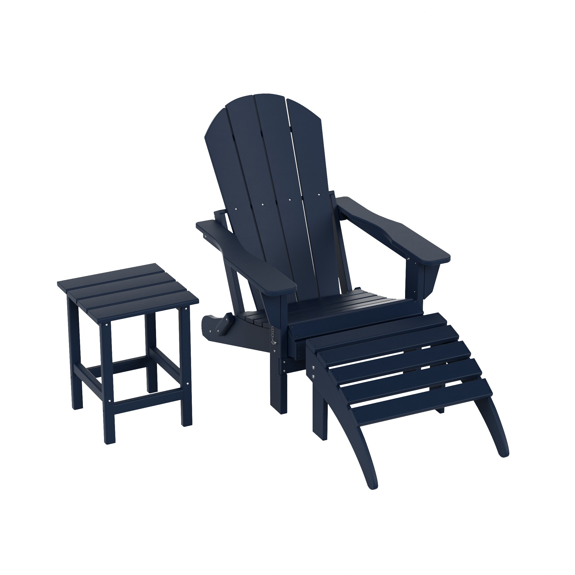 Westin Furniture 2001AOC-NB Laguna Navy Blue HDPE Frame Stationary Adirondack Chair with Slat Seat