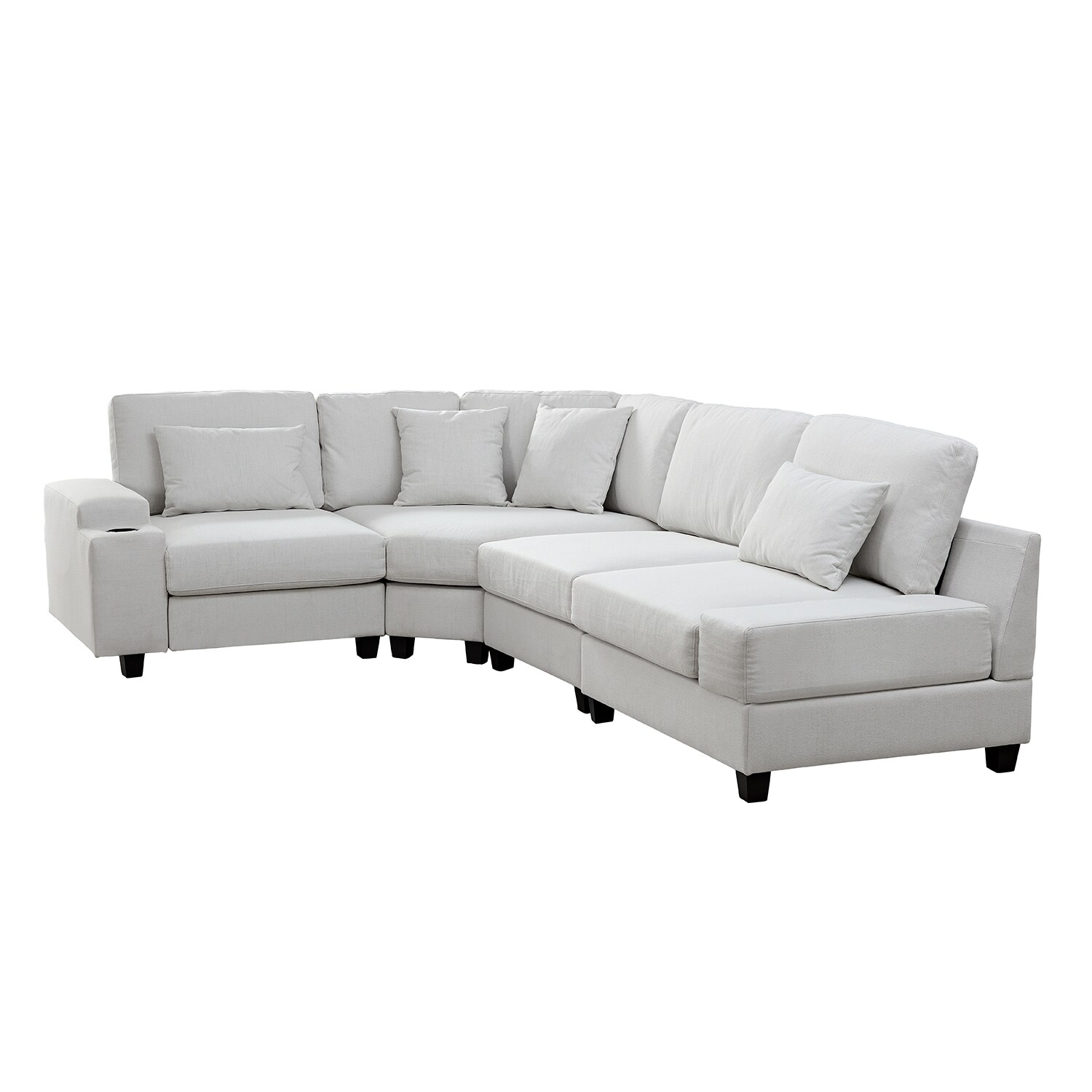 Bybafun 115.4-in Modern Beige Polyester/Blend Sectional in the Couches ...