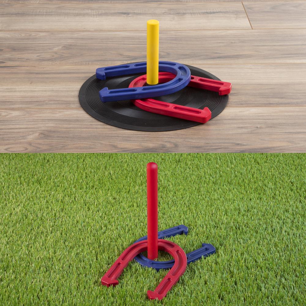 Horseshoe Outside Game Set, Complete with 4 Horseshoes, 2 Stakes-Blue and  Red Colors, Perfect Addition for Parties and Outdoor Gatherings Horse Shoes