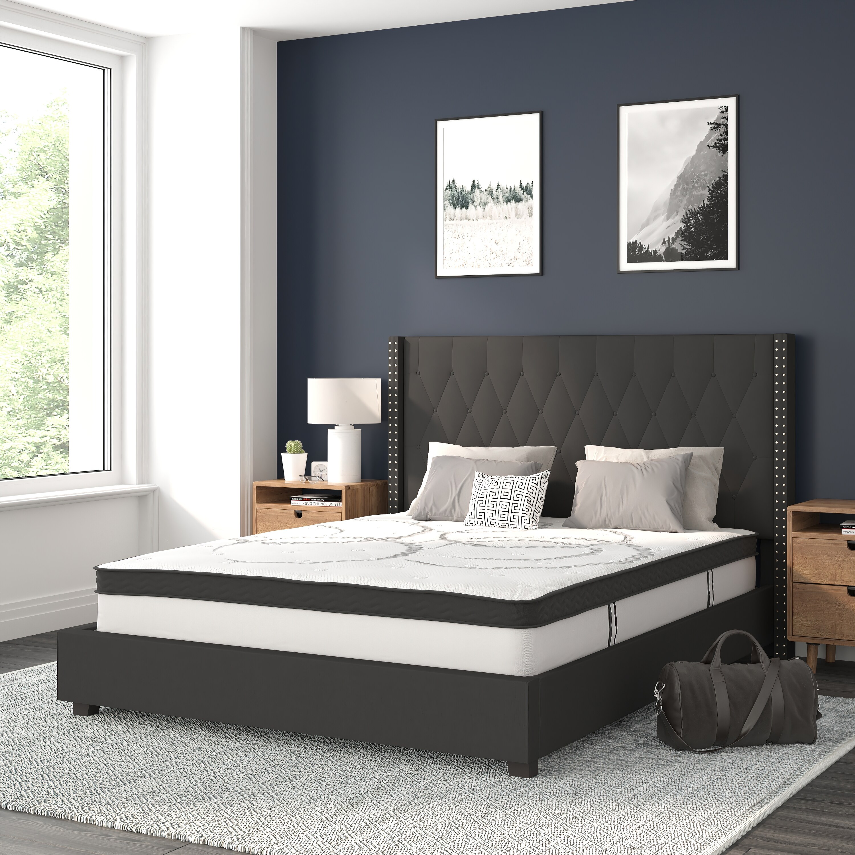 Flash Furniture Riverdale Black Queen Upholstered Platform Bed at Lowes.com