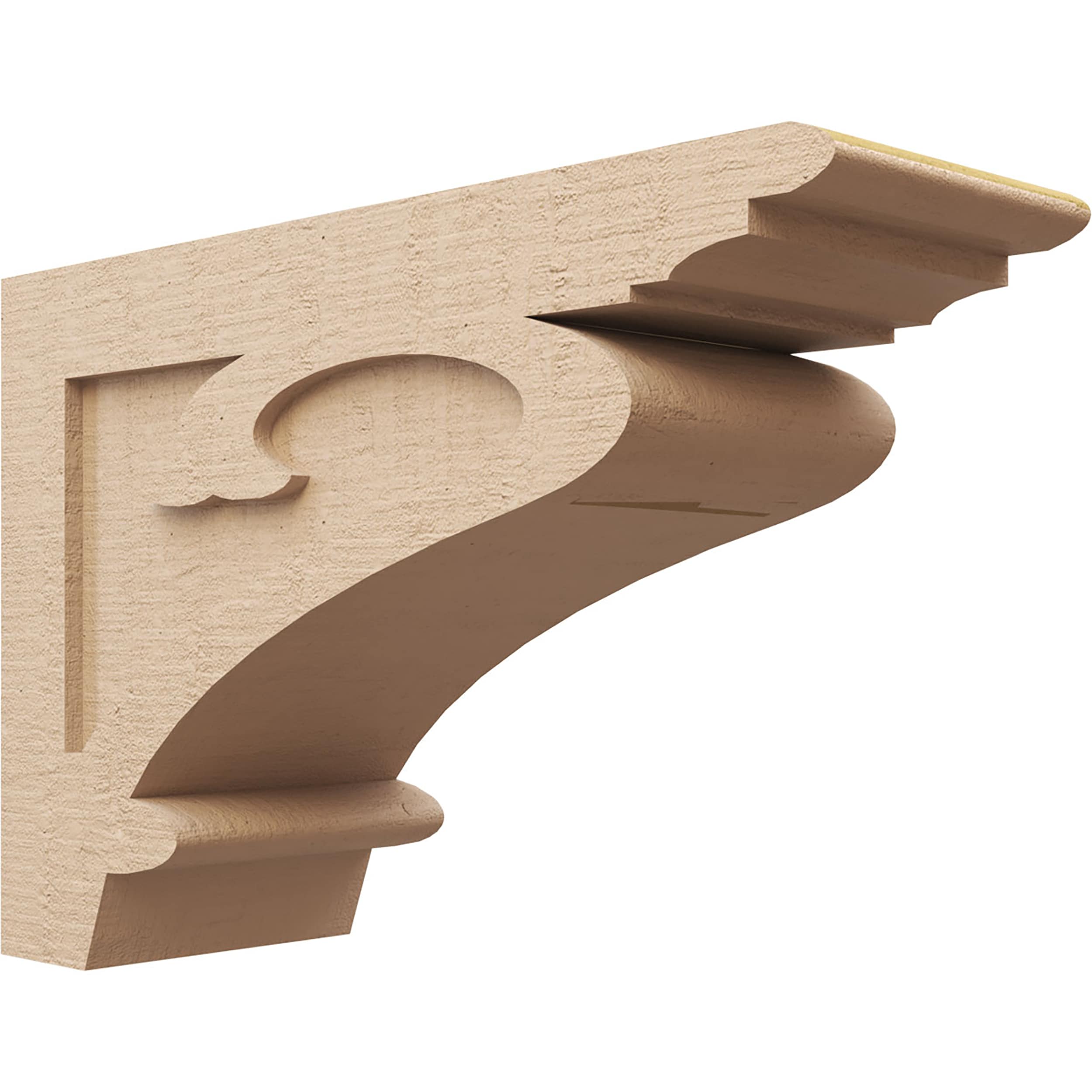 Ekena Millwork CORU08X24X16MAYRCPR 8-in x 24-in x 16-in Rough Cedar Woodgrain TimberThane Primed Urethane Paintable/Stainable Corbel
