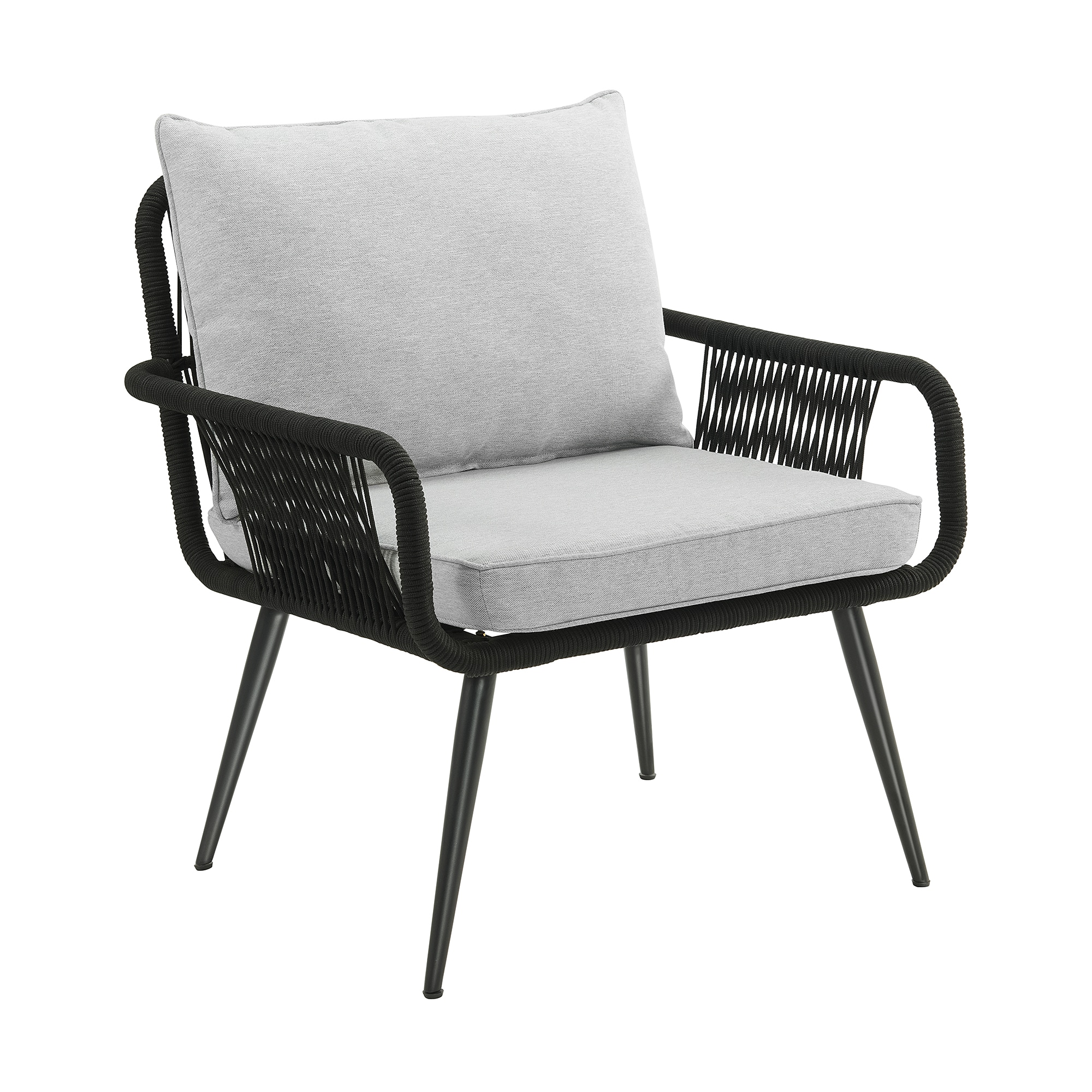 Andover Light Gray Rope Frame Outdoor Dining Chairs with Cushions, Set of Two