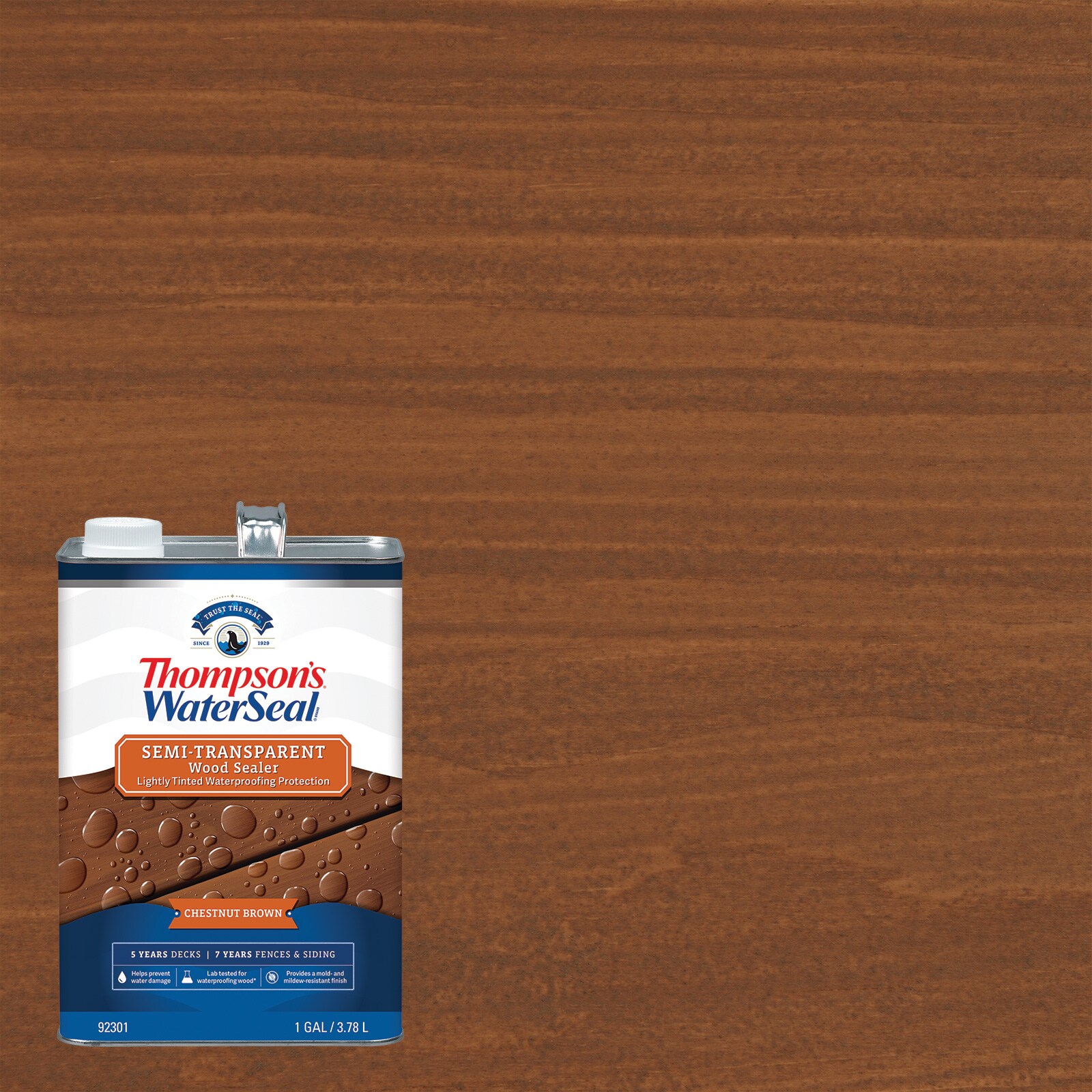 Thompson's WaterSeal Signature Series Pre-tinted Chestnut Brown Semi-transparent Exterior Wood Stain and Sealer (1-Gallon)