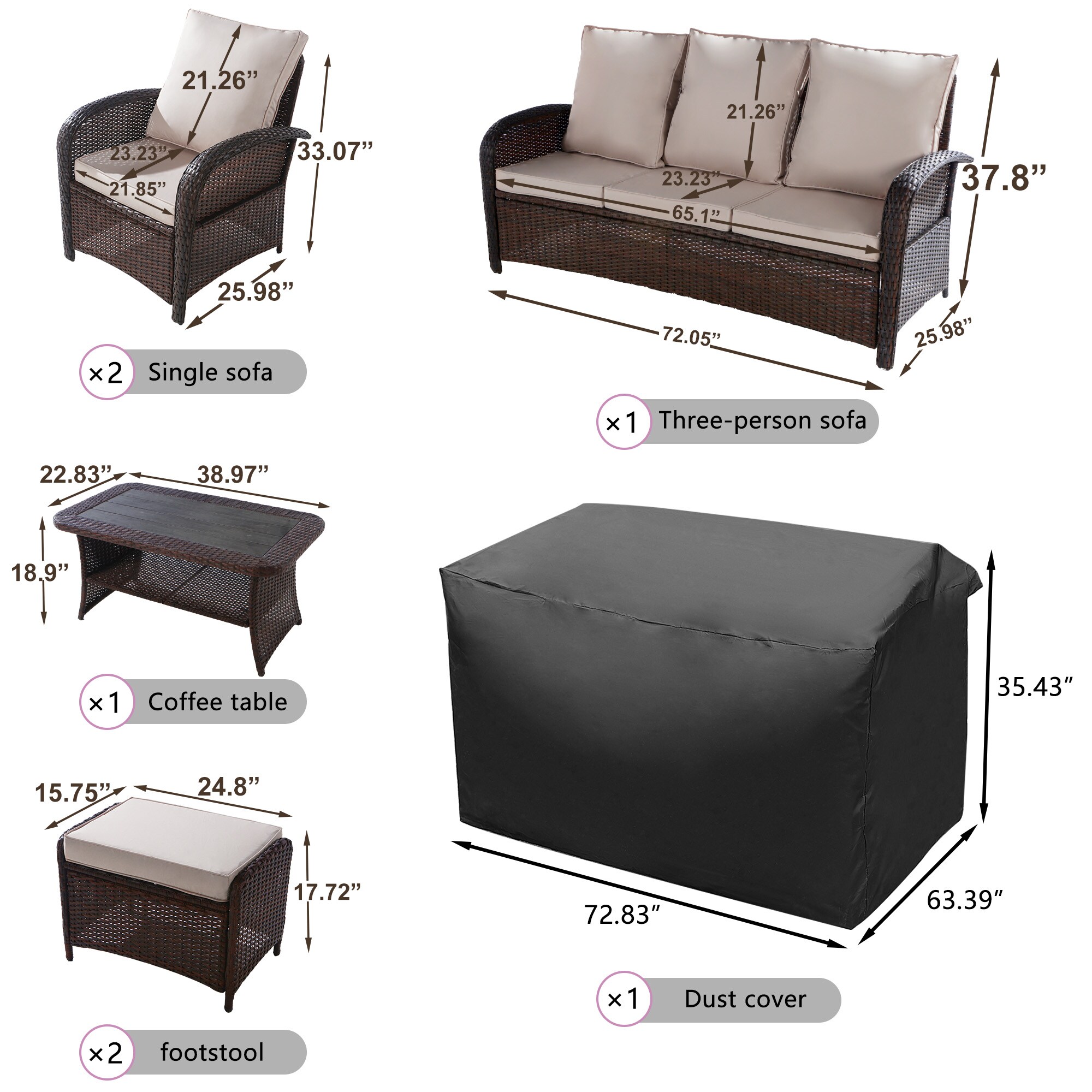 NOBLEMOOD LS-2032KH Patio-Conversation-Sets - View #8
