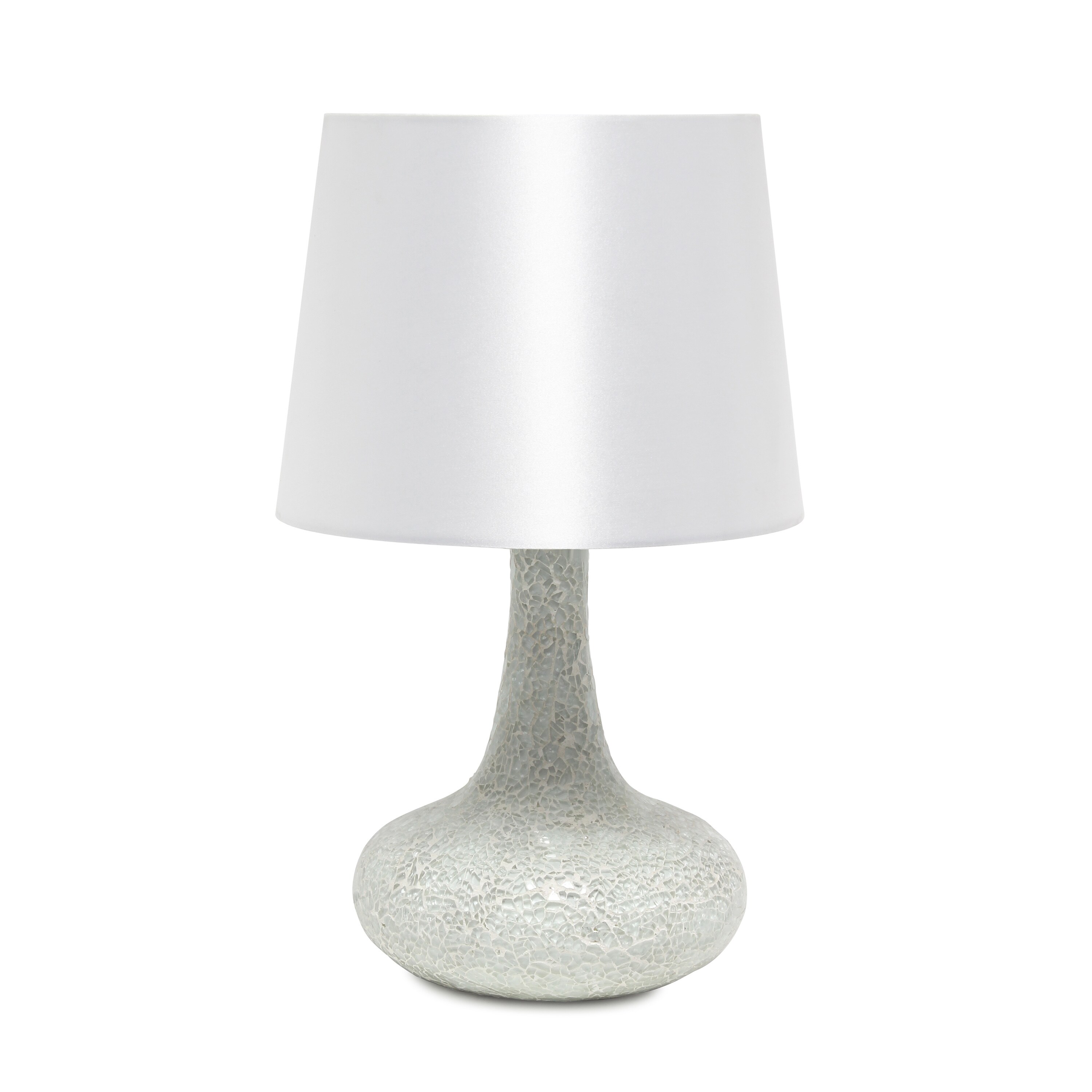 Creekwood Home CWT-2016-WH 14.17-in White LED Rotary socket Table Lamp with Faux Silk Shade