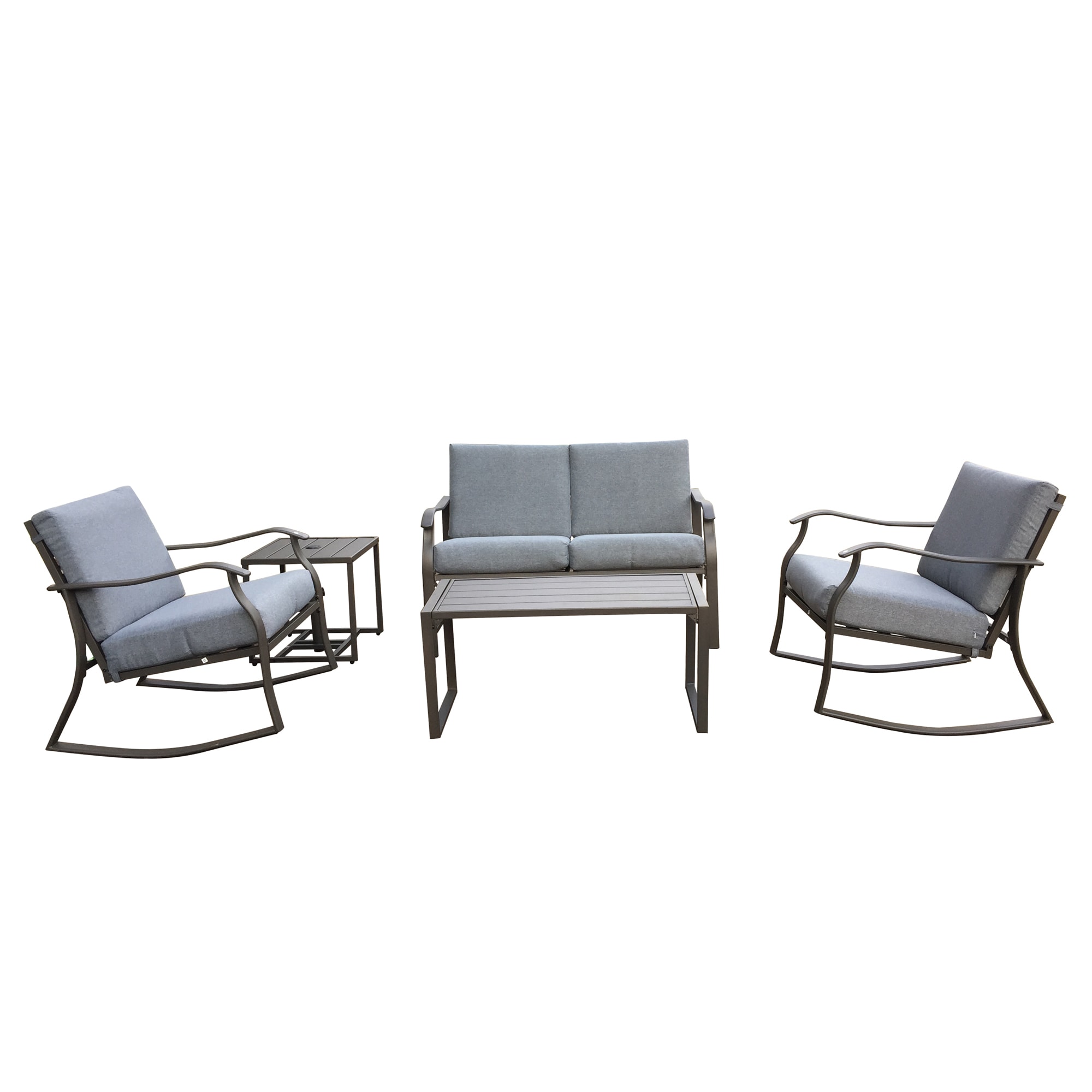 Flynama YC-V-W656-S00004 5-Piece Patio Conversation Set with Gray Cushions
