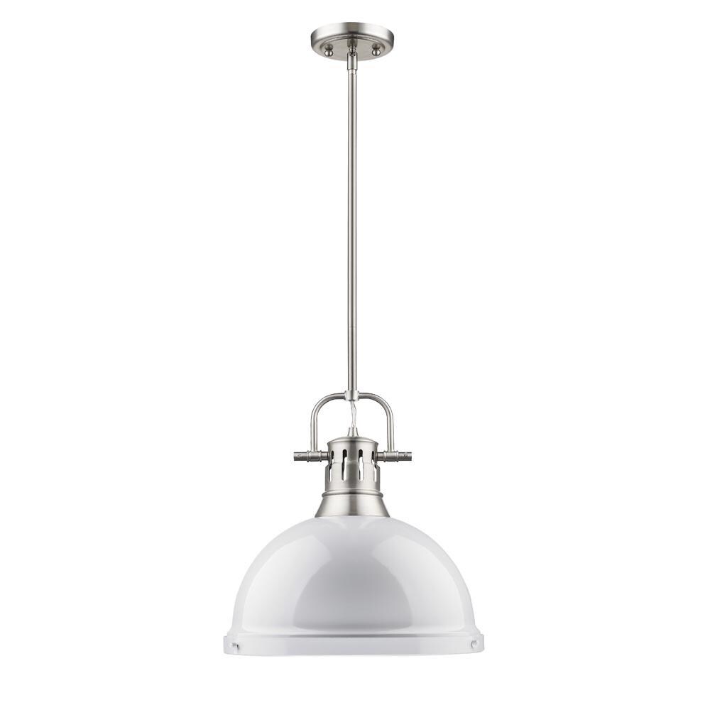 Pewter and White Glass Bowl Pendant Light for Indoor/Outdoor