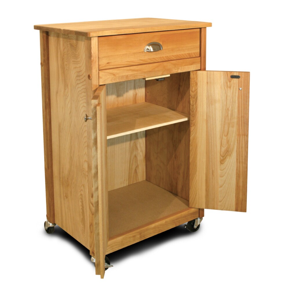 Catskill Craftsmen 1529 Brown Wood Base with Birch Butcher Block Top Rolling Kitchen Cart (21-in x 15.5-in x 34-in)