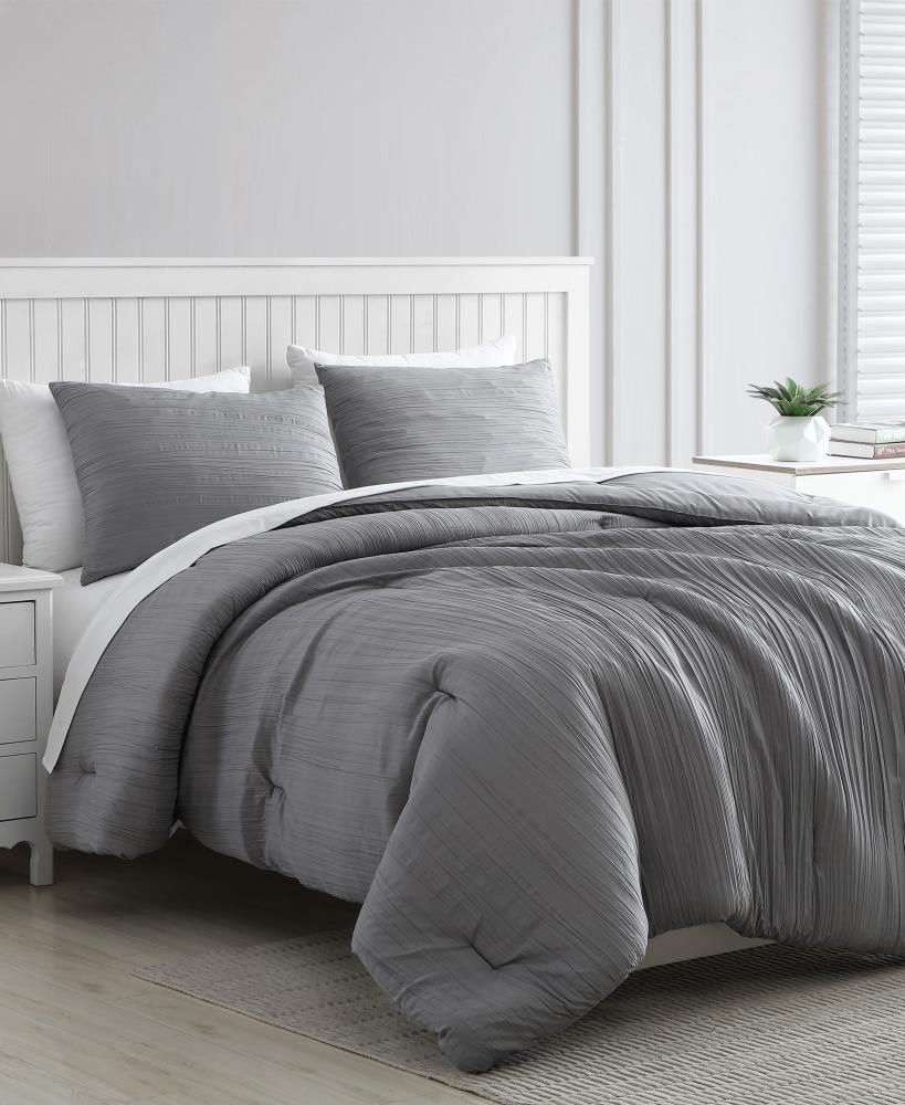 Olivia Gray Greenport Crinkle Comforter Set 3-Piece Grey King Comforter ...
