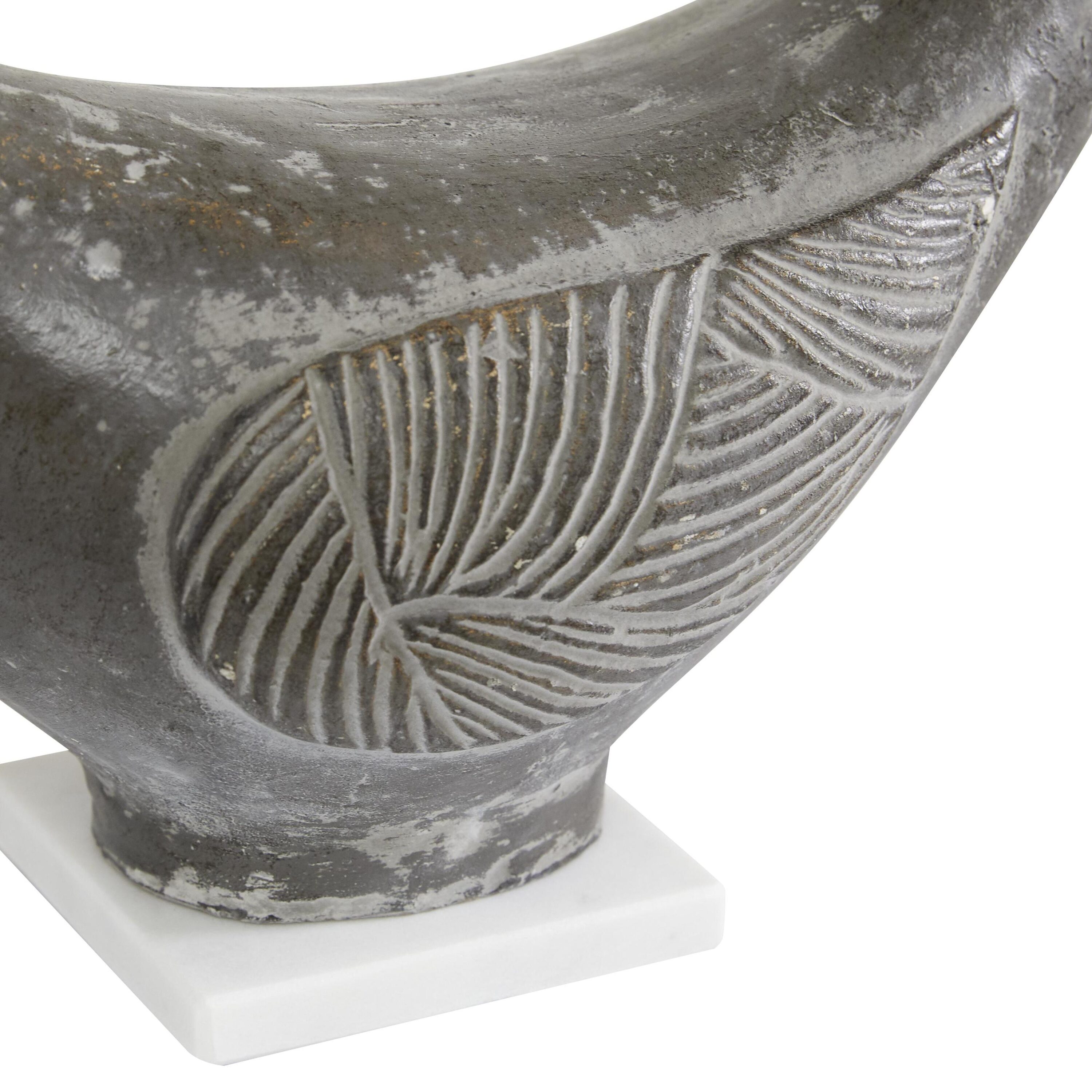 Brown Ceramic Coastal Bird Sculptures with Distressed Finish, Set of 2