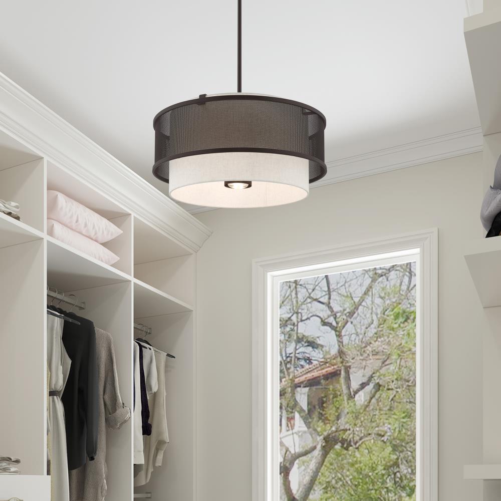 Braddock Bronze 4-Light Drum Chandelier with Oatmeal Shade