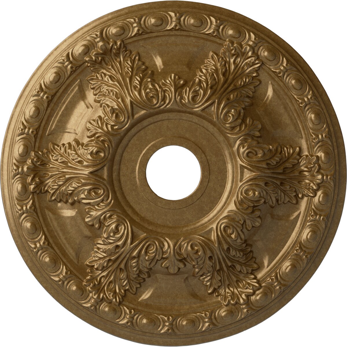 Ekena Millwork CM23GAPAS Granada 23.375-in W x 23.375-in L Painted Pale Gold Polyurethane Whole Ceiling Medallion