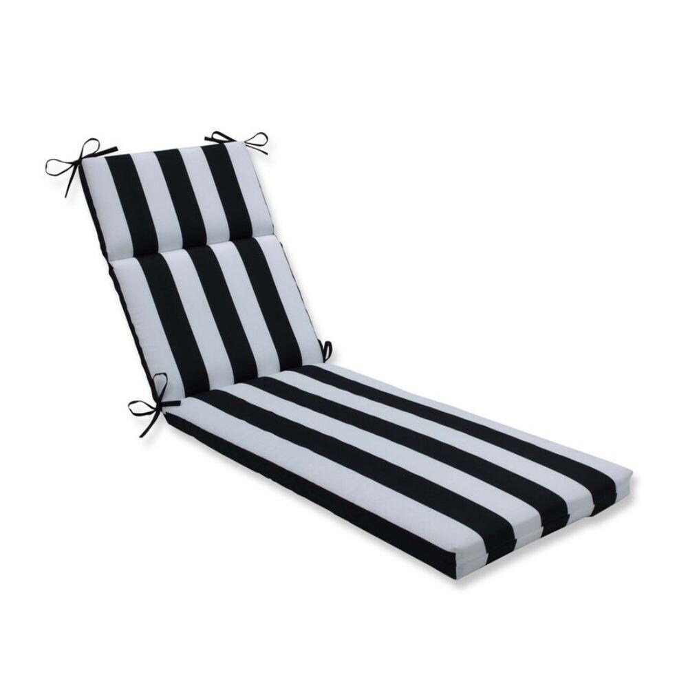 Pillow Perfect Cabana Stripe Black 72.5-in x 21-in Black Patio Chaise ...
