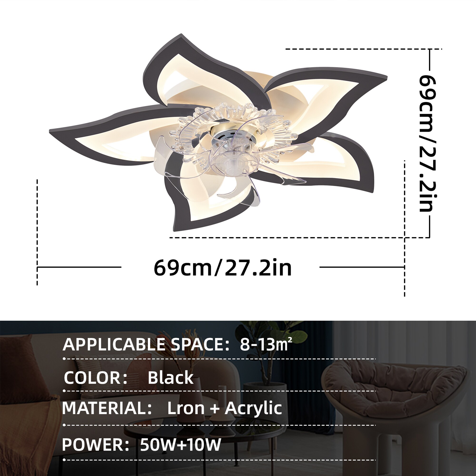 SINOFURN SYD120004BK Ceiling-Fans - View #2
