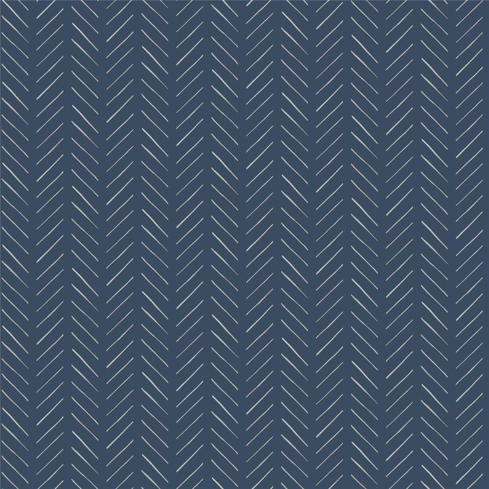 Magnolia Home MK1173 56-sq ft White On Navy Paper Stripes Prepasted Soak and Hang Wallpaper
