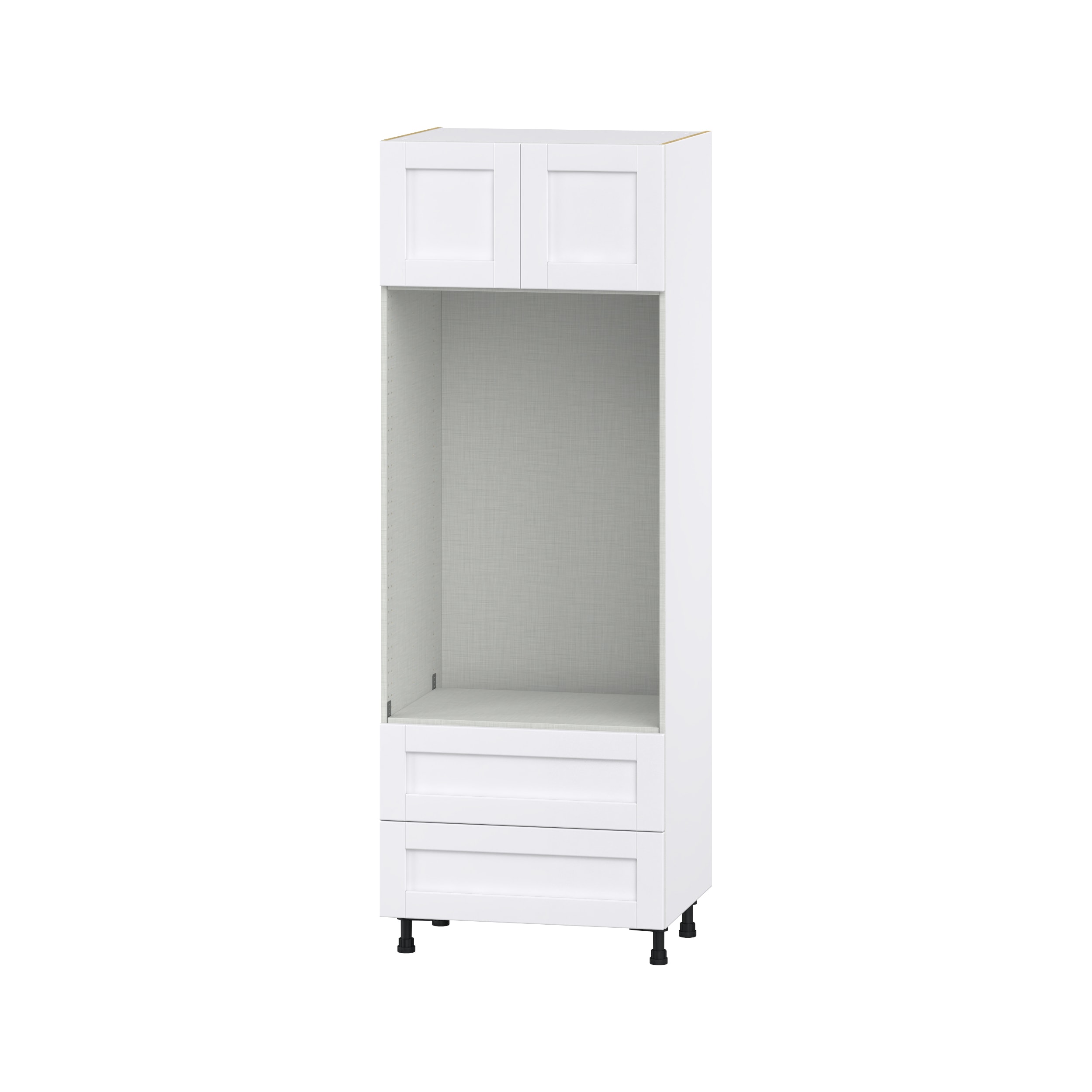 Hugo&Borg DSTMO2DA3084.5-RM Rosemont 30-in W x 84.5-in H x 24-in D Glacier White 2 -Drawers Microwave Pantry Fully assembled Cabinet (Flat Panel Shaker)