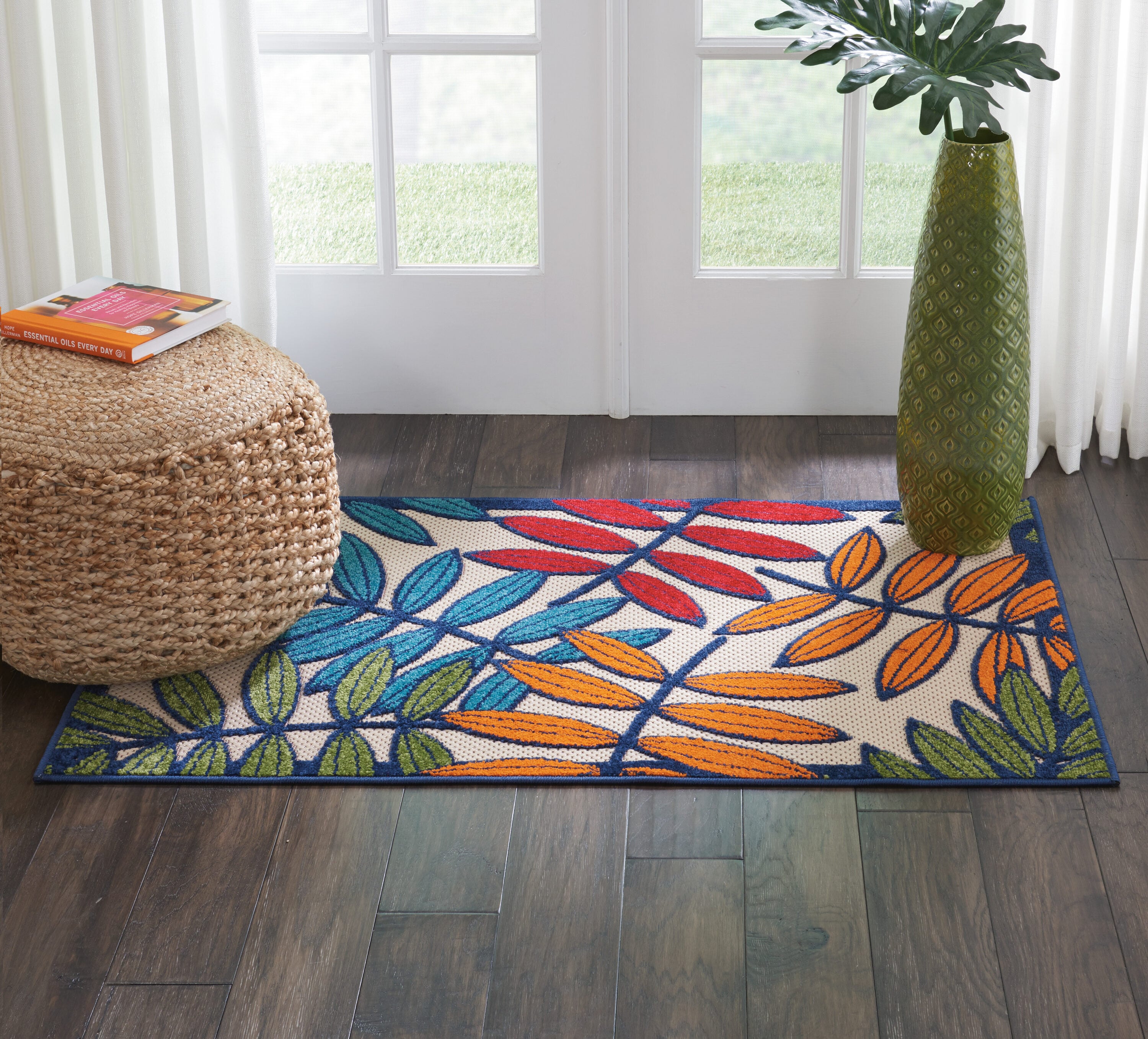 Nourison 99446267283 Aloha 3 x 4 (ft) Polypropylene Multicolor Rectangular Indoor/Outdoor Geometric Tropical Area rug