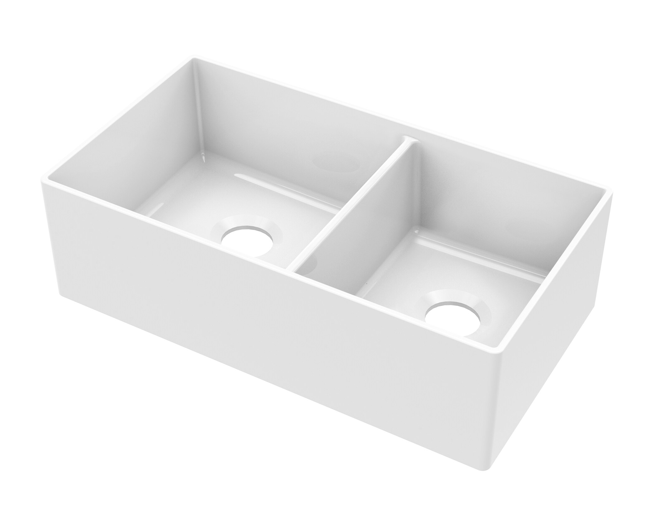 Superior Sinks Farmhouse Apron Front 33-in x 18-in White Double Offset ...