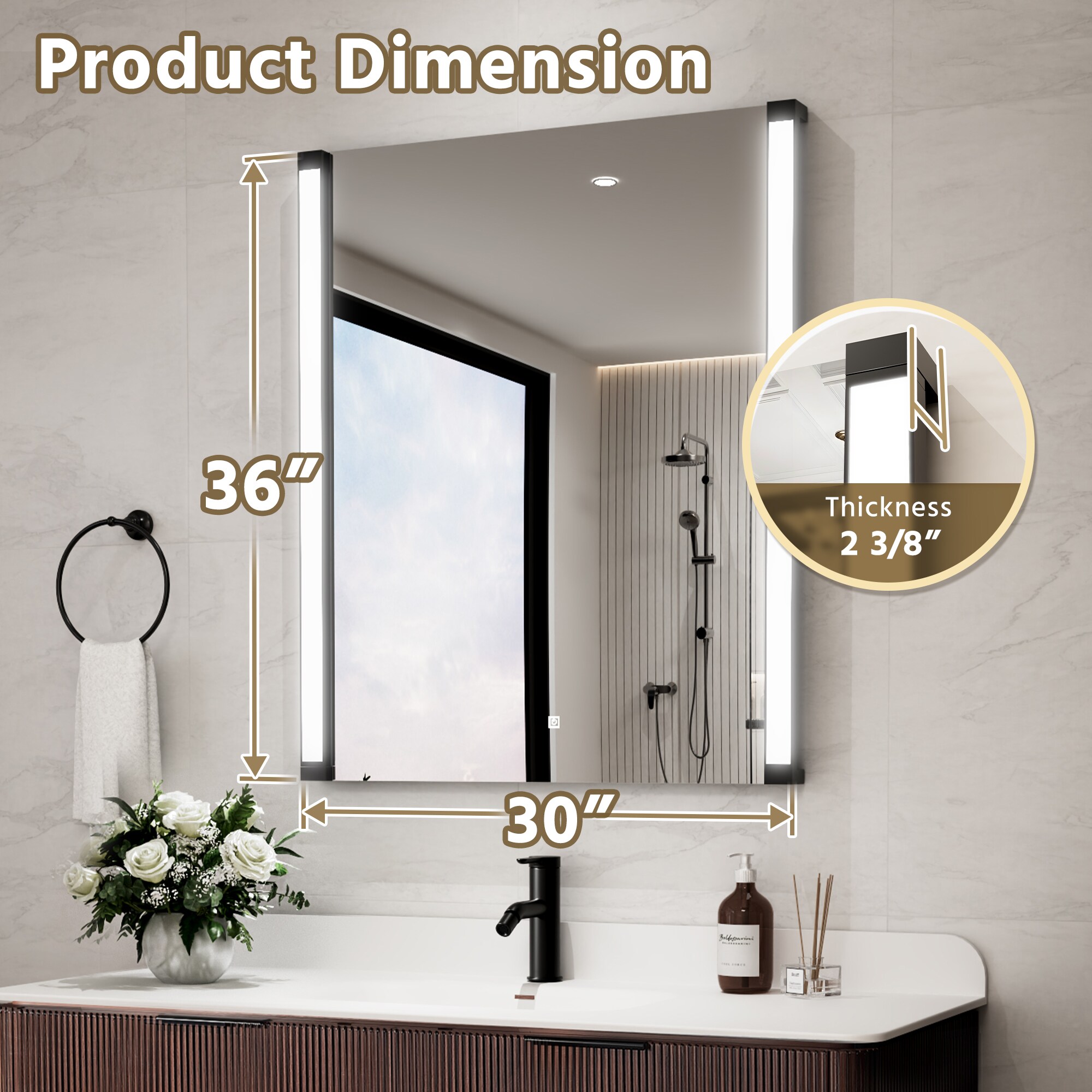 WELLFOR M1FM5530MB Framed-Bath-Mirrors - View #5