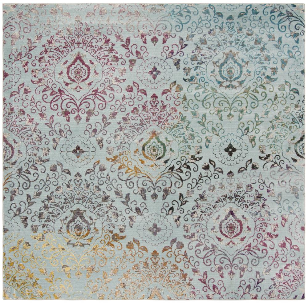 Safavieh ARA172B-6SQ Aria Fostat 6 x 6 (ft) Loomed Polypropylene Blue/Multi Square Indoor Distressed/Overdyed Area rug
