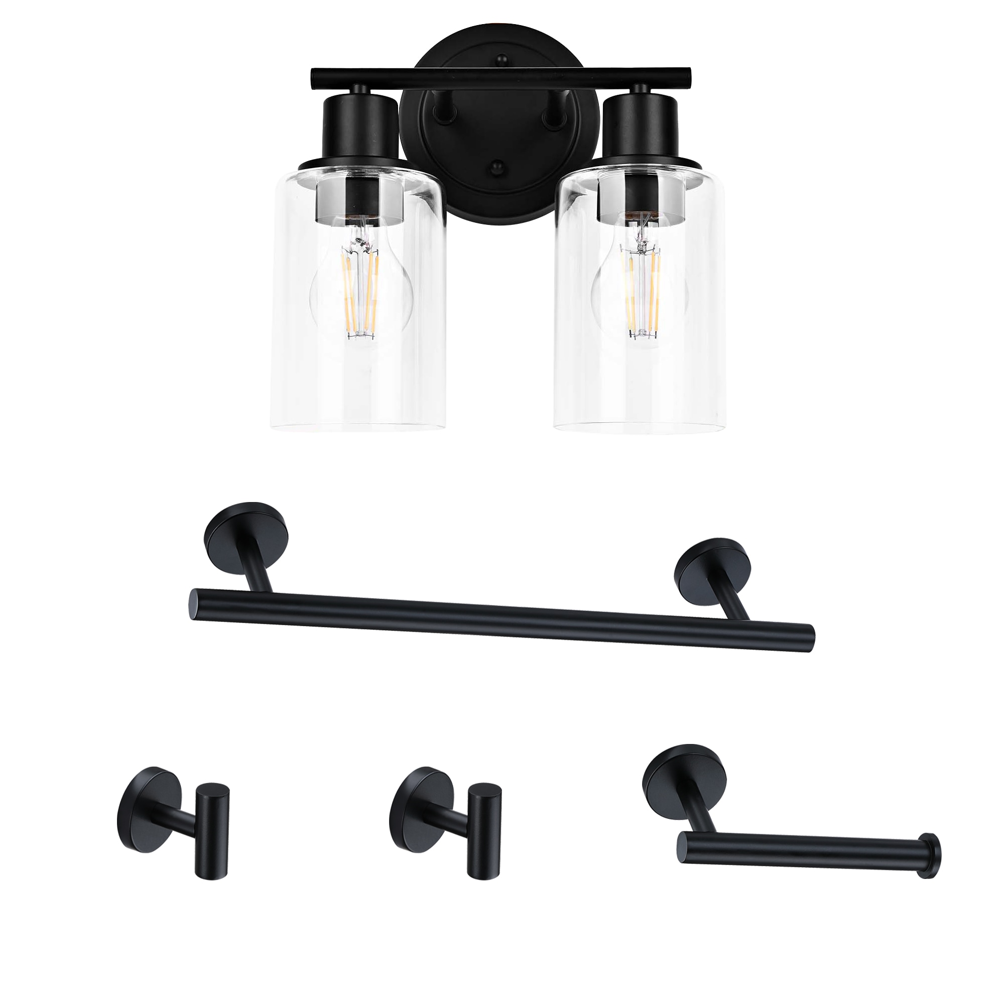 Hukoro F41002-VL5-BK GLA 5-Piece Bathroom set 10-in 2 -Light Matte Black Traditional Vanity light