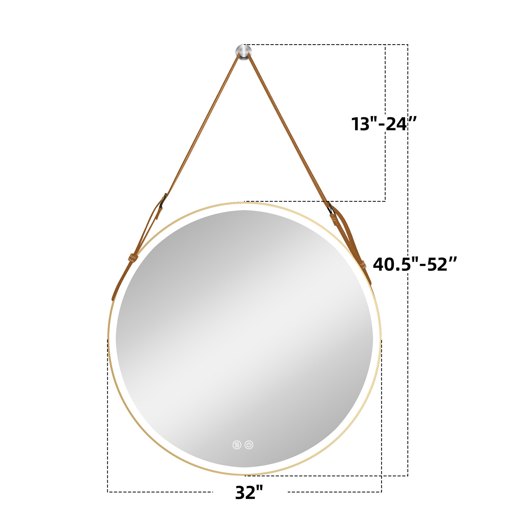 WELLFOR BG LED Bathroom Mirror 32-in x 32-in LED Lighted Gold