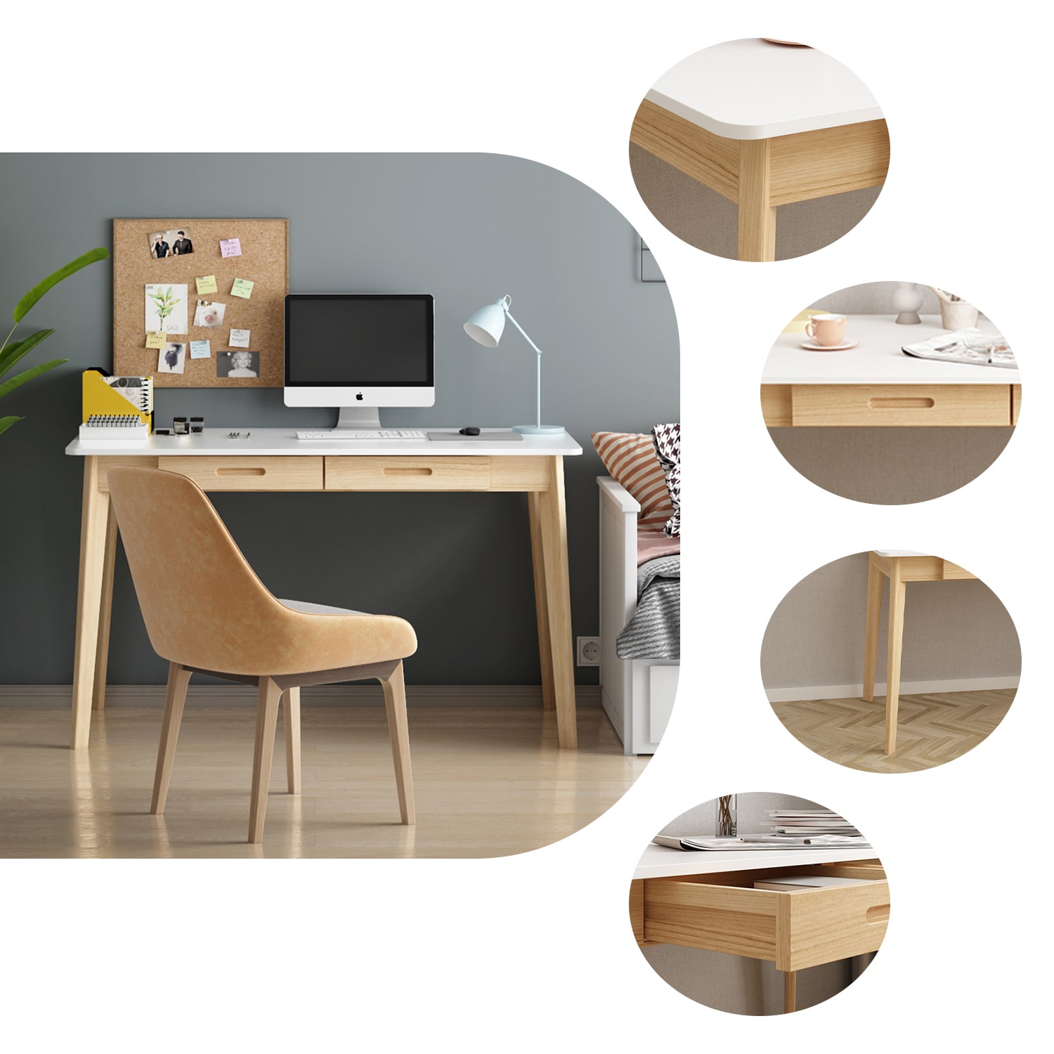 Origin 21 Ezra 42-in Brown Modern/Contemporary Birch Writing Desk in the  Desks department at