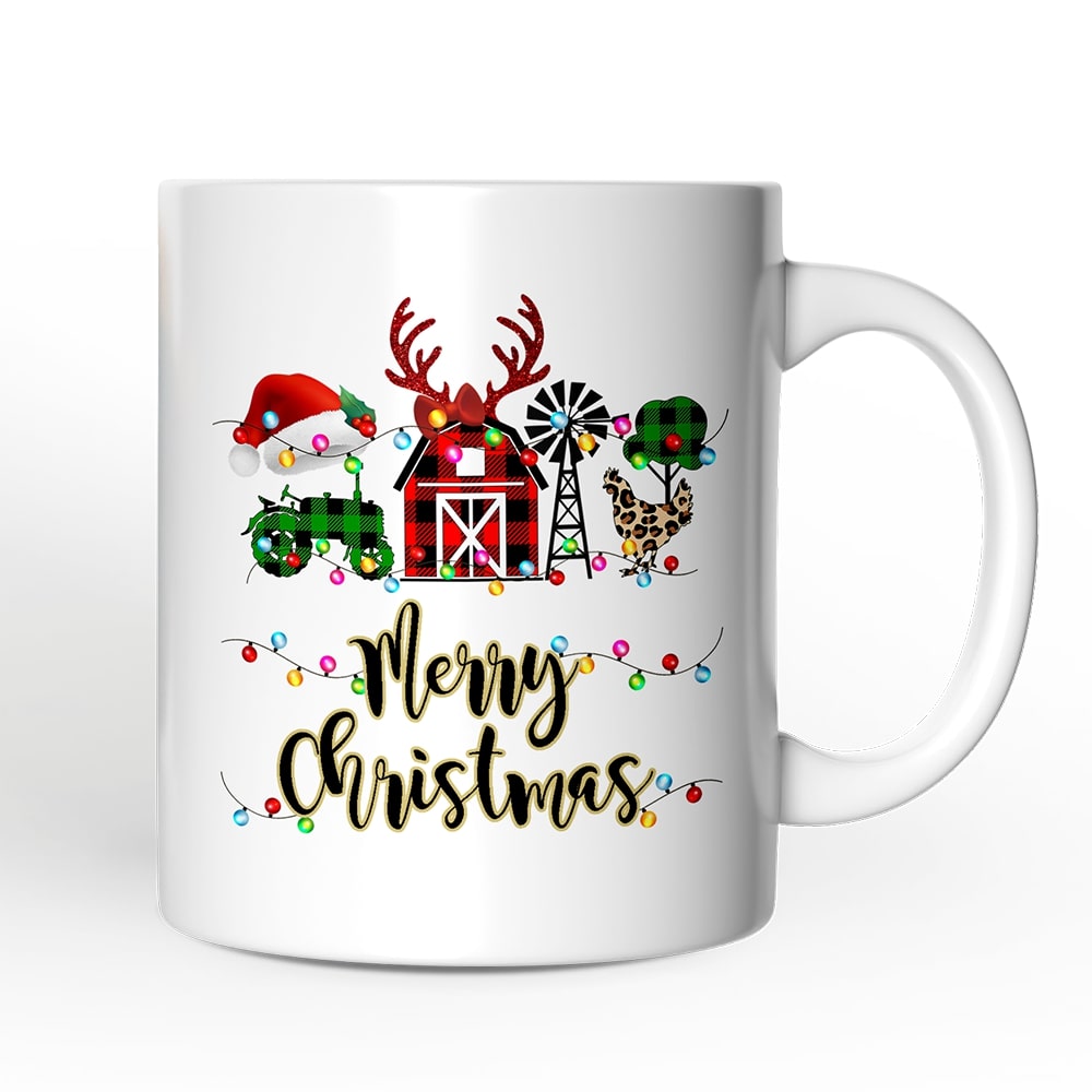 OrnamentallyYou Farm Buffalo Plaid Christmas Mug Farmhouse Gift #NPCM183