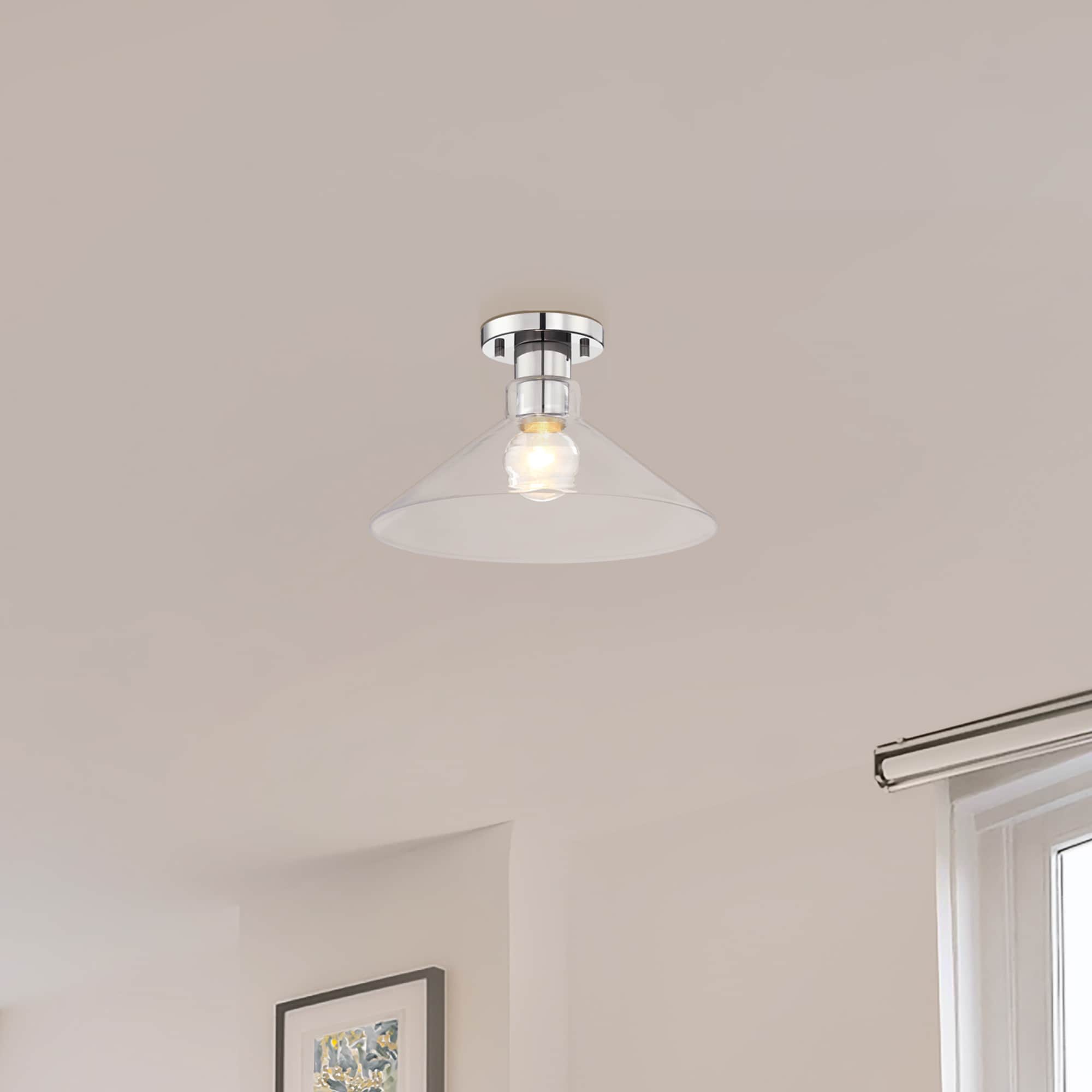 Designers Fountain D307M-SF-PN Leena 1 -Light 14-in Polished Nickel Semi Flush Mount Light
