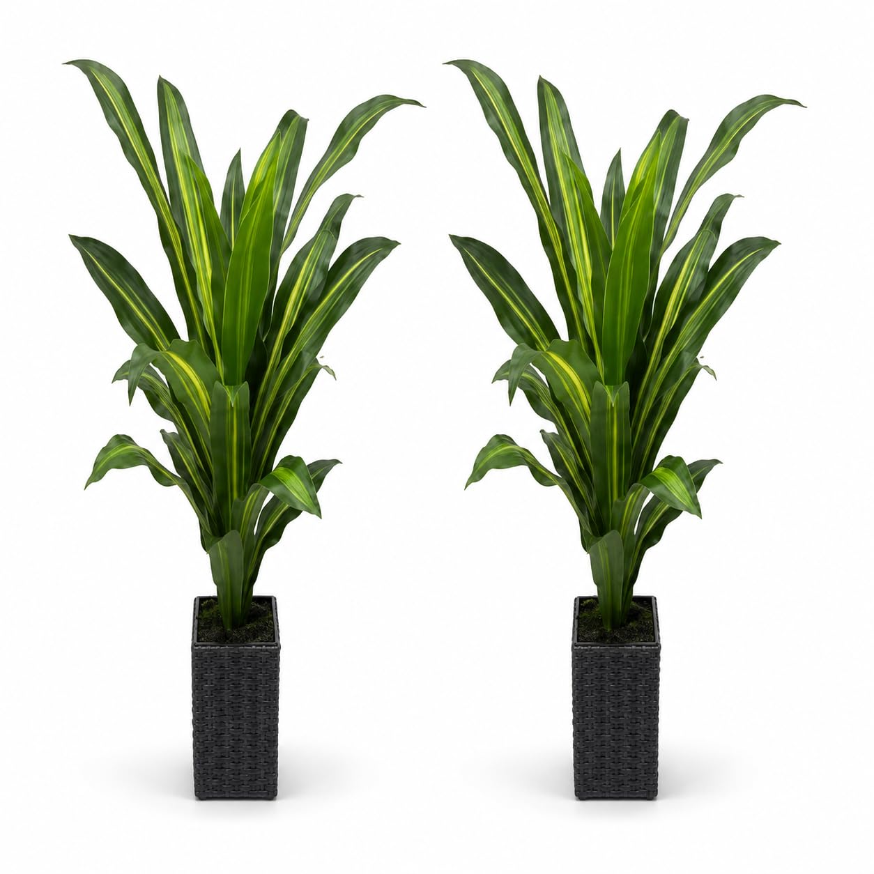 Aoile 6 ft Green Artificial Fiddle Leaf Fig Tree with Woven Planter ...